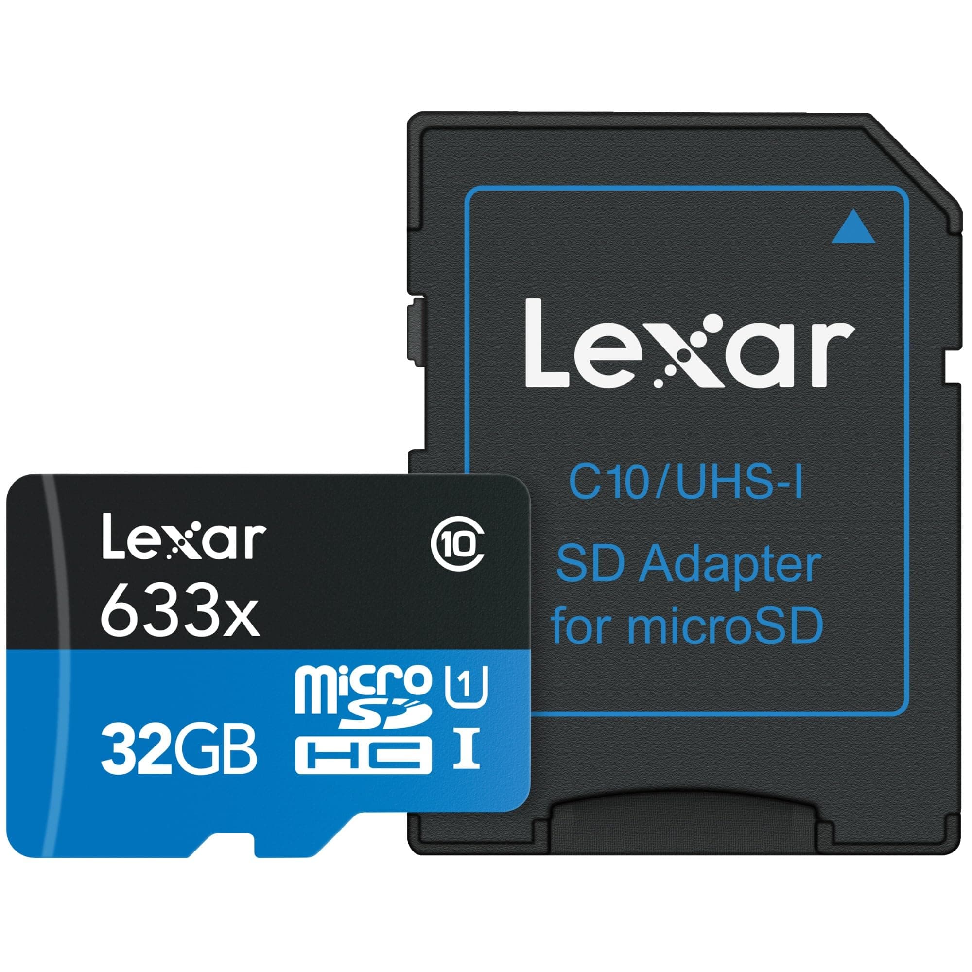 Lexar High-Performance 633x 32GB microSDHC UHS-I Card w/SD Adapter, Up To 100MB/s Read, for Smartphones, Tablets, and Action Cameras (LSDMI32GBBNL633A)