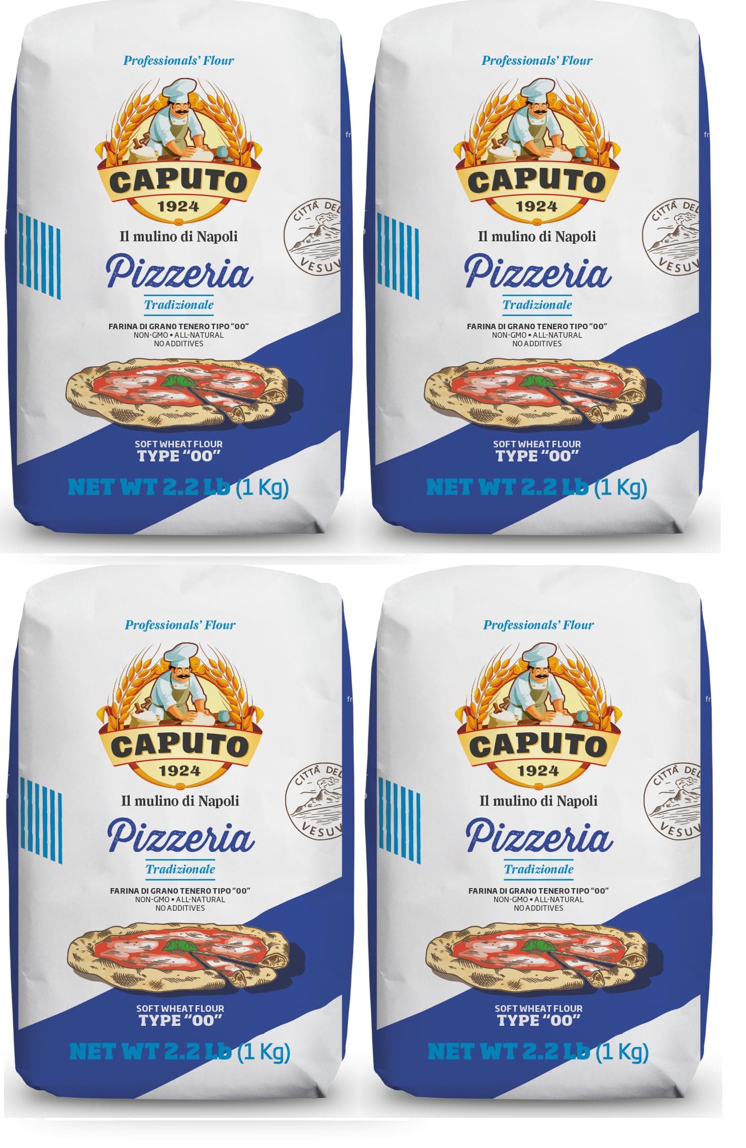 Antico Molino Napoli HACODE Caputo 00 Pizzeria Flour - 1-kilo bag (Pack of 4)
