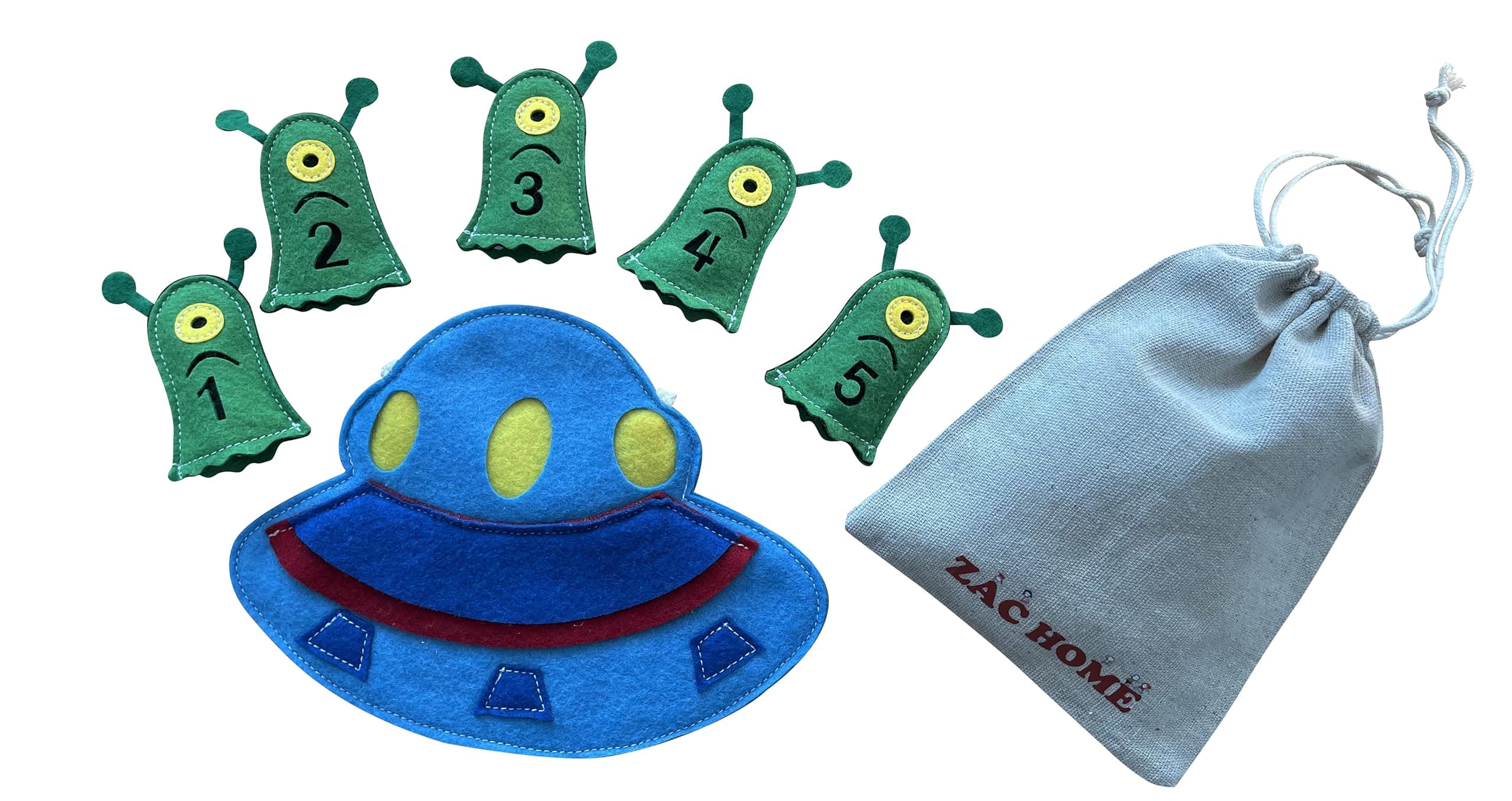 – 5 Little Men in the Flying Saucer Nursery Rhyme Storytelling Educational Finger Puppet