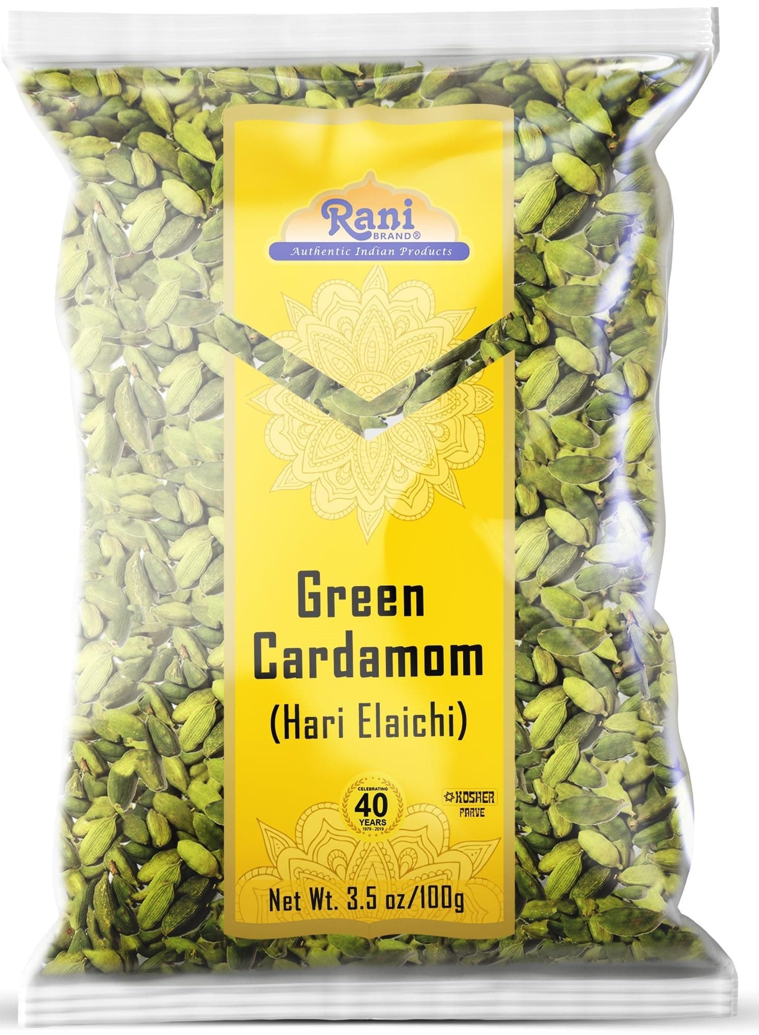 Rani Green Cardamom Pods Spice (Hari Elachi) 3.5oz (100g) ~ All Natural | Vegan | Gluten Friendly | NON-GMO | Kosher | Product of India