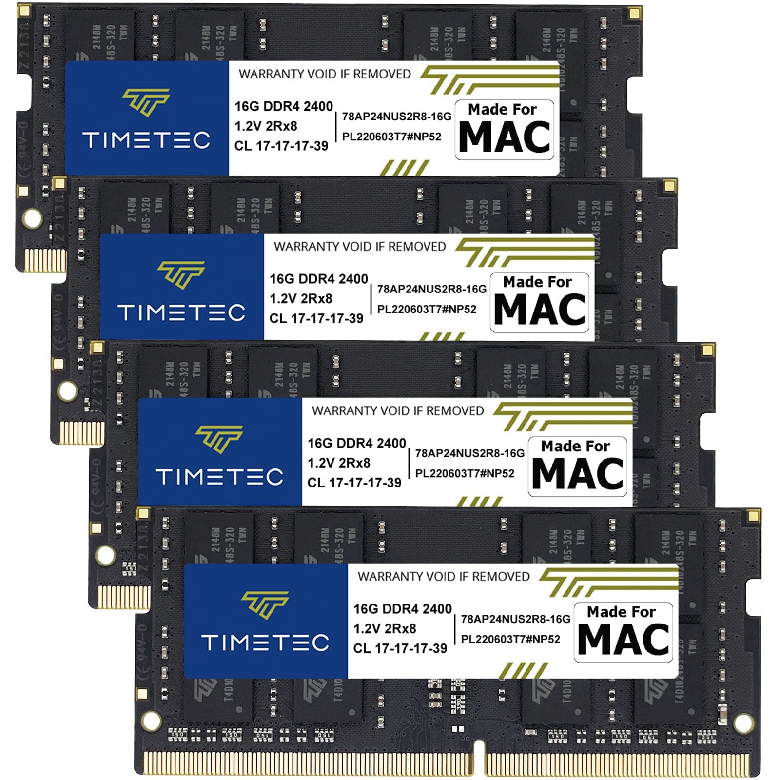 Timetec 64GB KIT (4x16GB) Compatible for Apple 2017 iMac (27-inch w/Retina 5K Display) DDR4 2400MHz PC4-19200 1Rx8 CL17 1.2V Non-ECC Non-Parity Unbuffered SODIMM Memory MAC RAM Upgrade for iMac 18,3