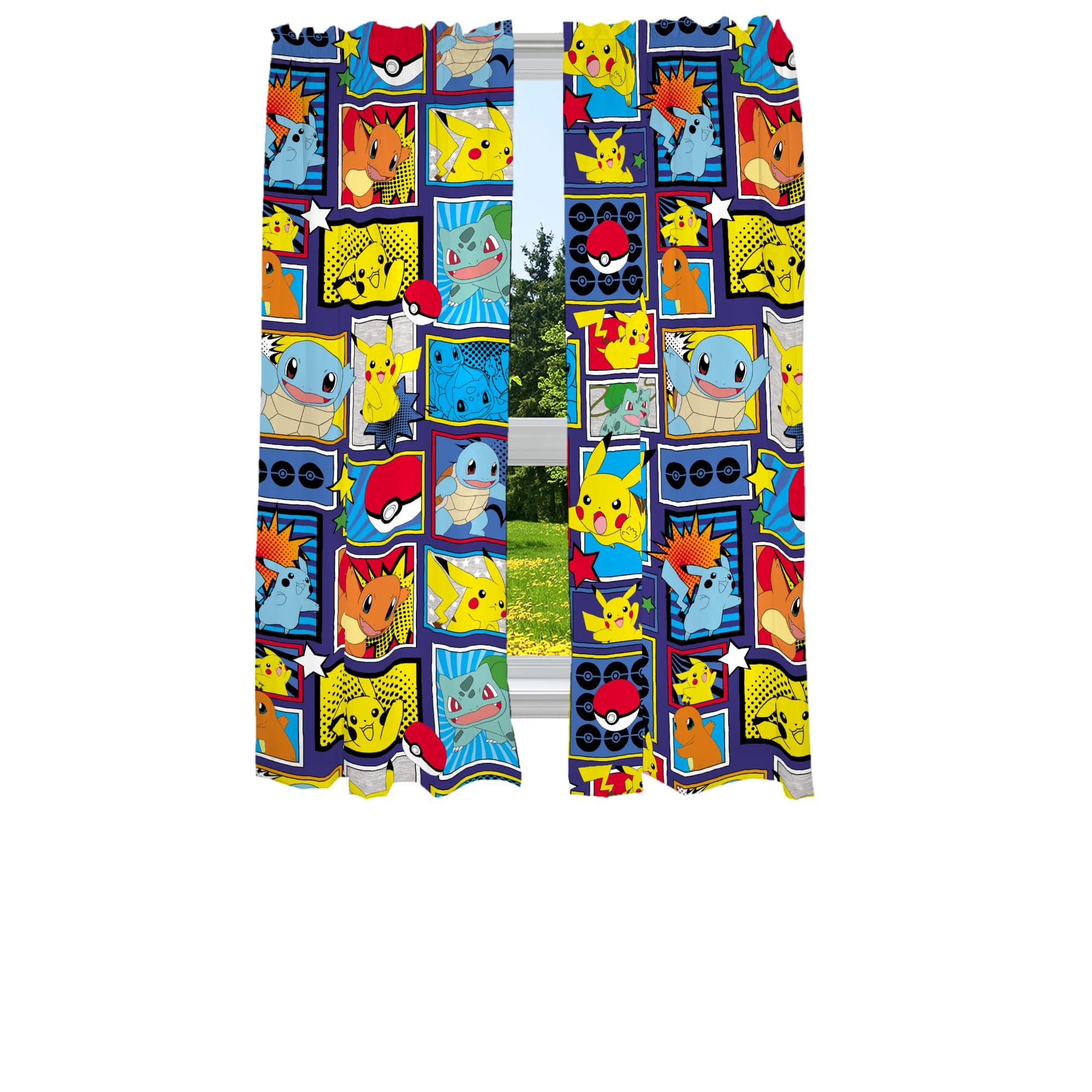 Franco Kids Room Window Curtains Drapes Set, 82" x 63", Pokemon