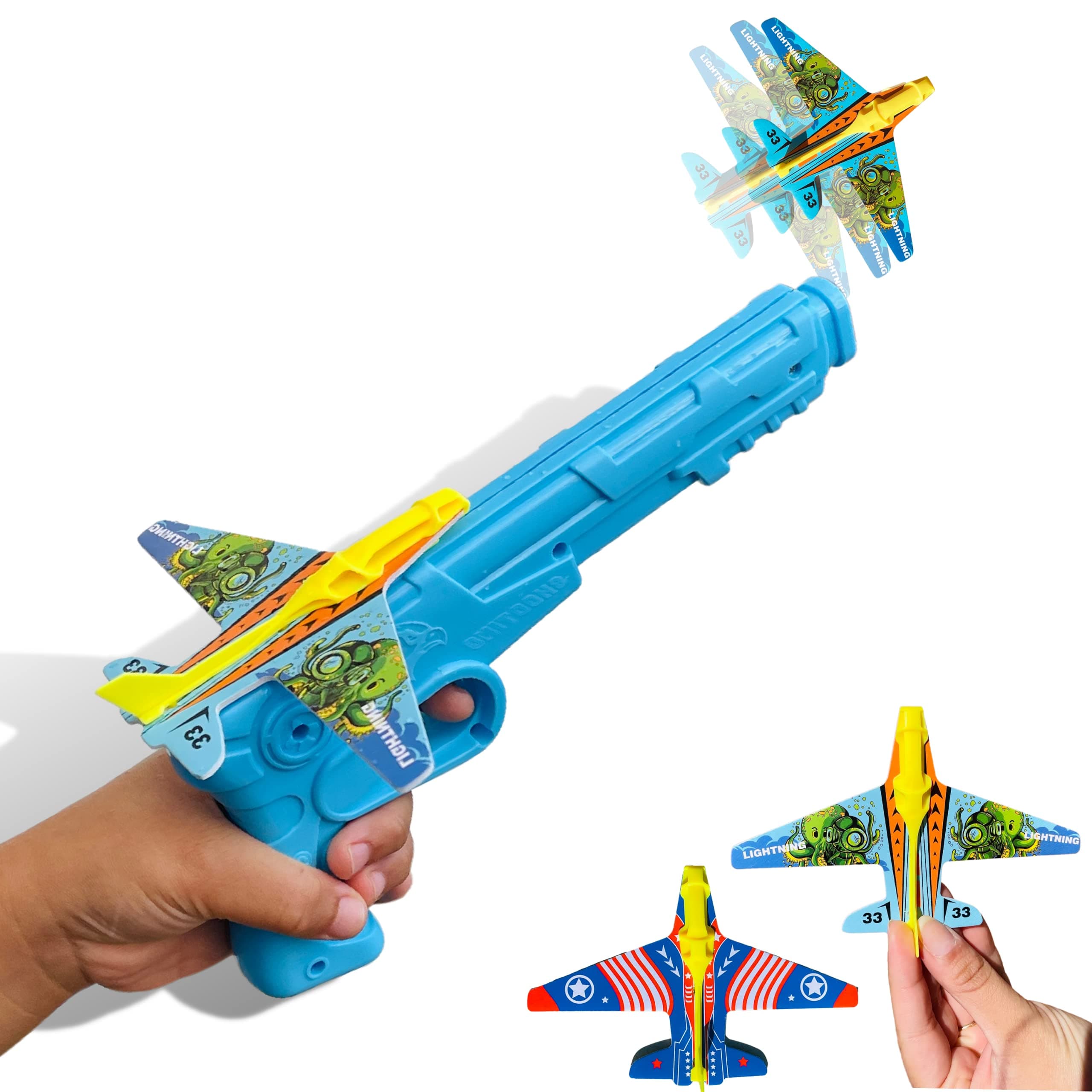 AYAAFA Airplane Launcher Toy Foam Glider Aeroplanes Gun Catapult Plane Throwing for Boys, Outdoor Flying Toys Birthday Gifts for Boys Girls 4 5 6 7 8 9 10 11 12 Year Old