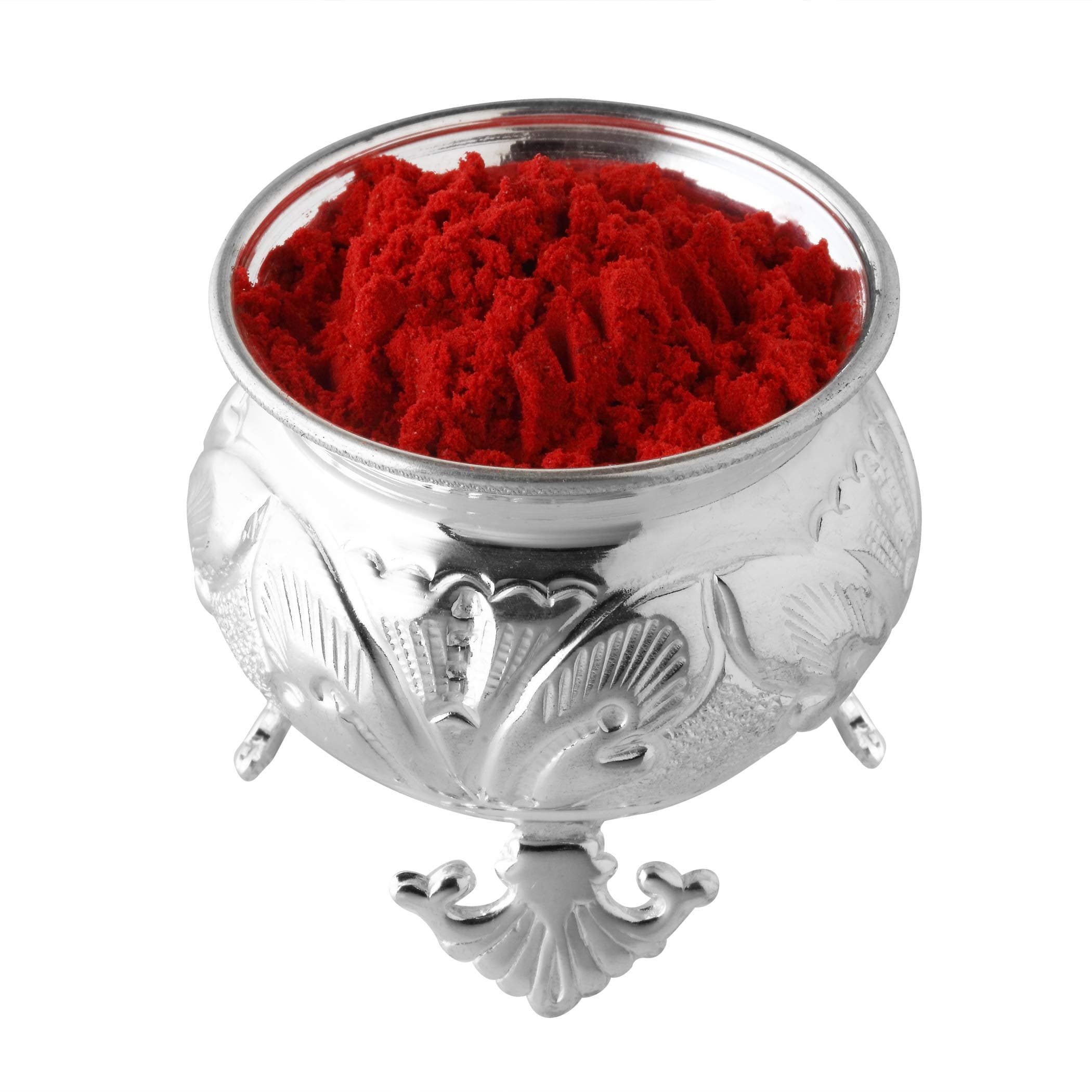 Silver Bowl for Kumkum, Haldi, Sindoor. Diwali & Home Pooja. Beautiful Engraving Design, Pure 925 Silver Article Hallmark Certified Gift for All Occasions