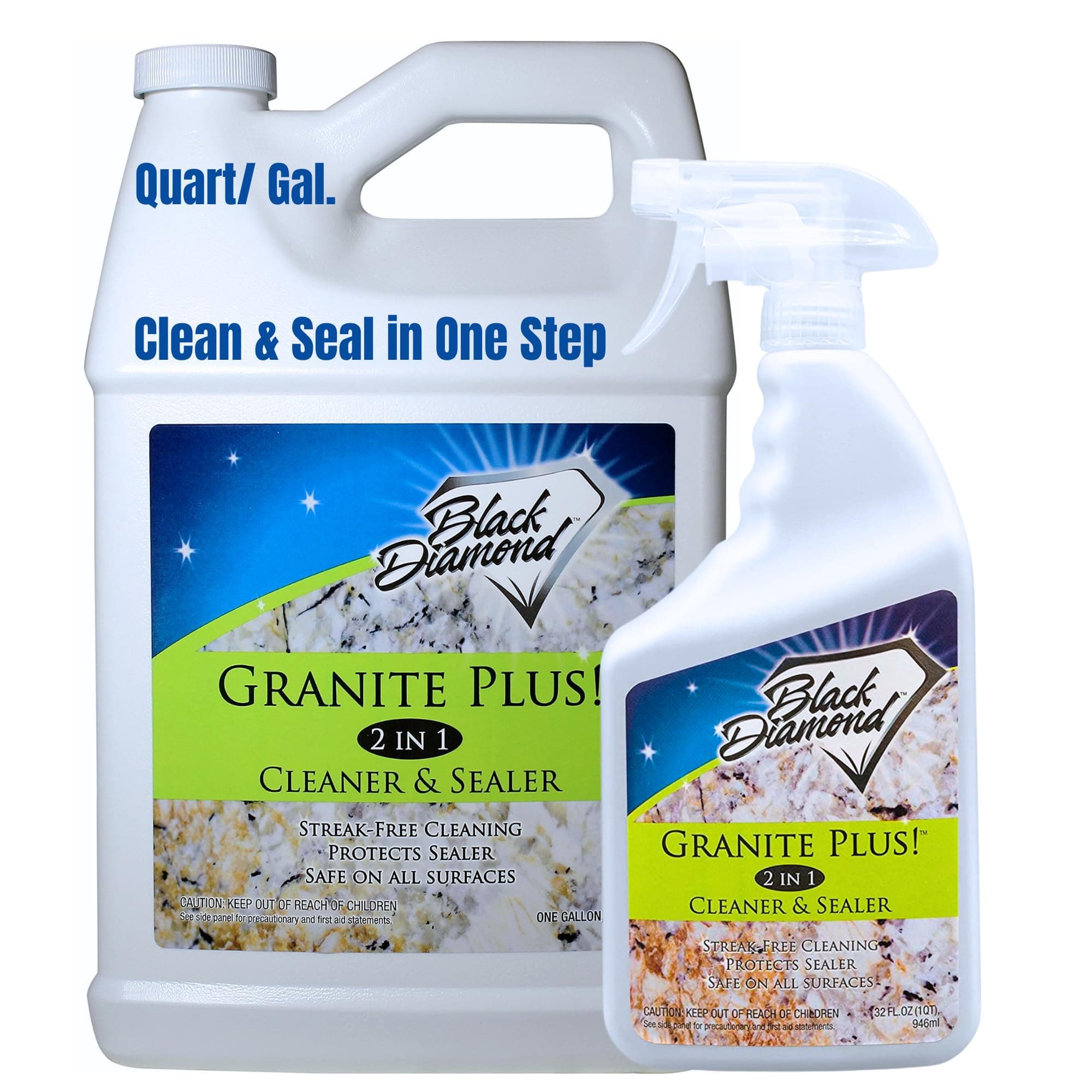 Granite Plus! 2 in 1 Cleaner & Sealer for Granite, Marble, Travertine, Limestone, Ready to Use! (1 Quart/1 Gallon)