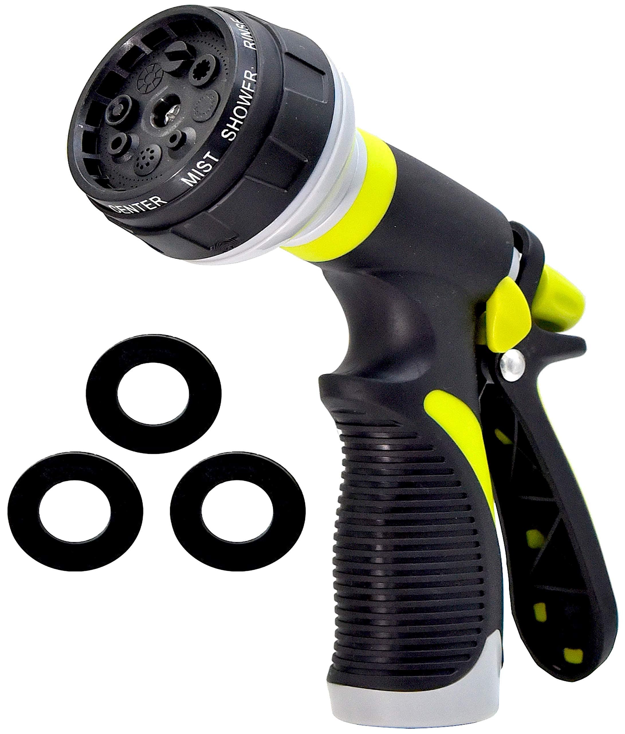 Garden Hose Nozzle | Hose Spray Nozzle | Water Nozzle Water Hose Nozzle Sprayer | 8 Adjustable Watering Patterns, Slip and Shock Resistant for Watering Plants, Cleaning, Car Wash and Showering Pets
