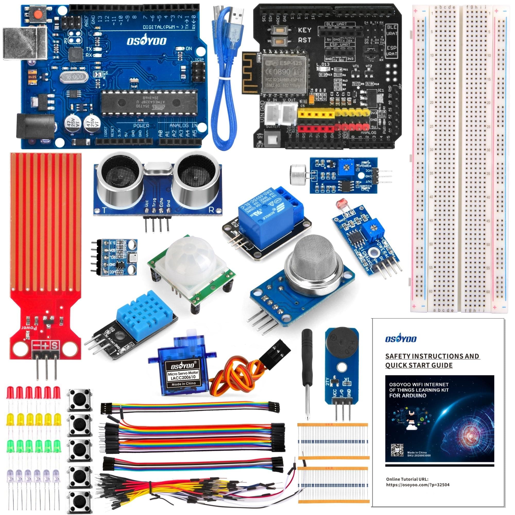 OSOYOO WiFi Internet of Things Learning Kit for Arduino | Include ESP8266 WiFi Shiled | Smart IOT Mechanical DIY Coding for Kids Teens Adults Programming Learning How to Code