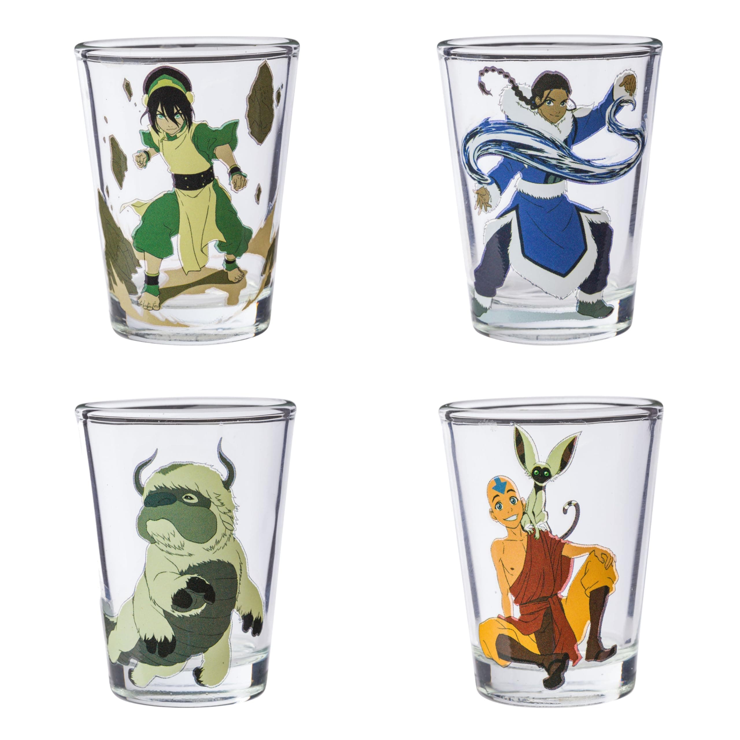 Avatar The Last Airbender 4 Pack Mini Glass Set, 1.5oz each