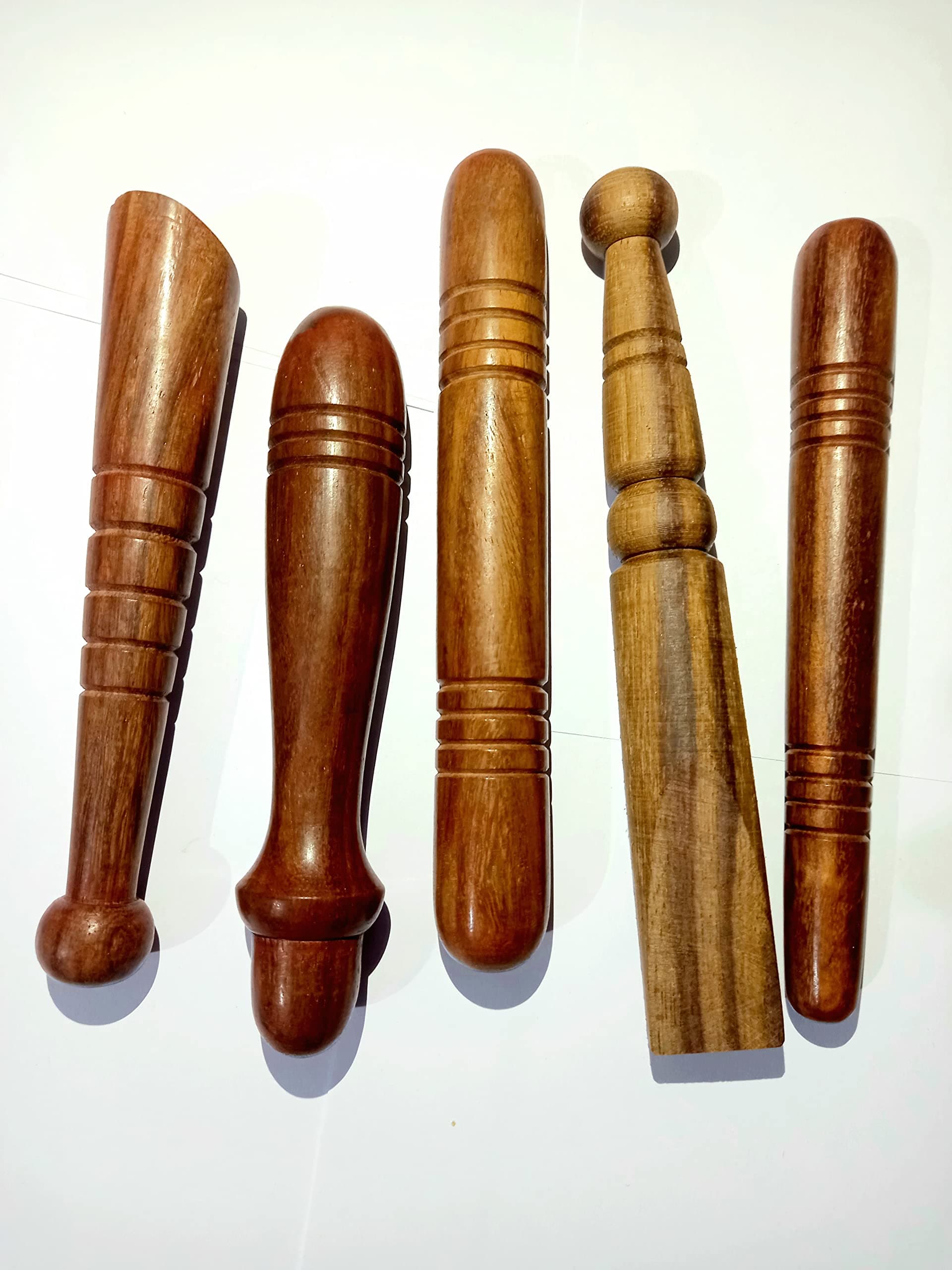 Foot Massage Wooden Reflexology Health Stick Tool Small Wooden Stick Therapy Reflexology Traditional Tool Hand Head Foot Face Body Red Wood Pain Relief Travel Home 13 cm (Set of 5)