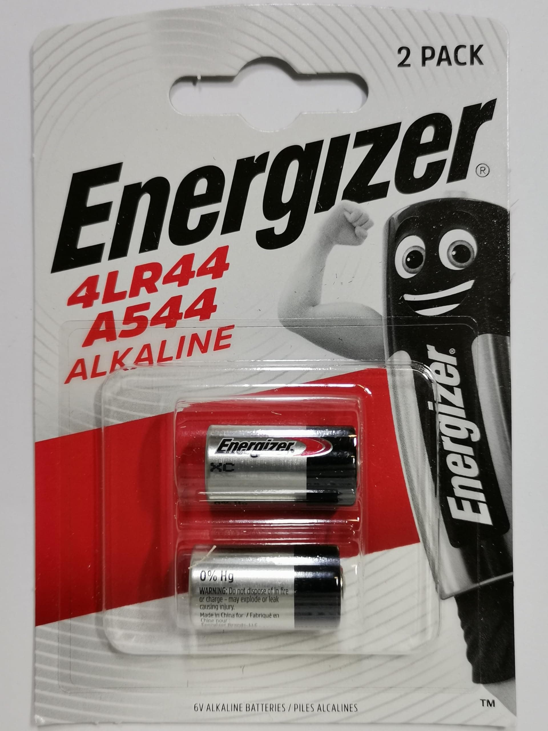 Energizer A544 / 4LR44 6V アルカリバッテリー 2個パック