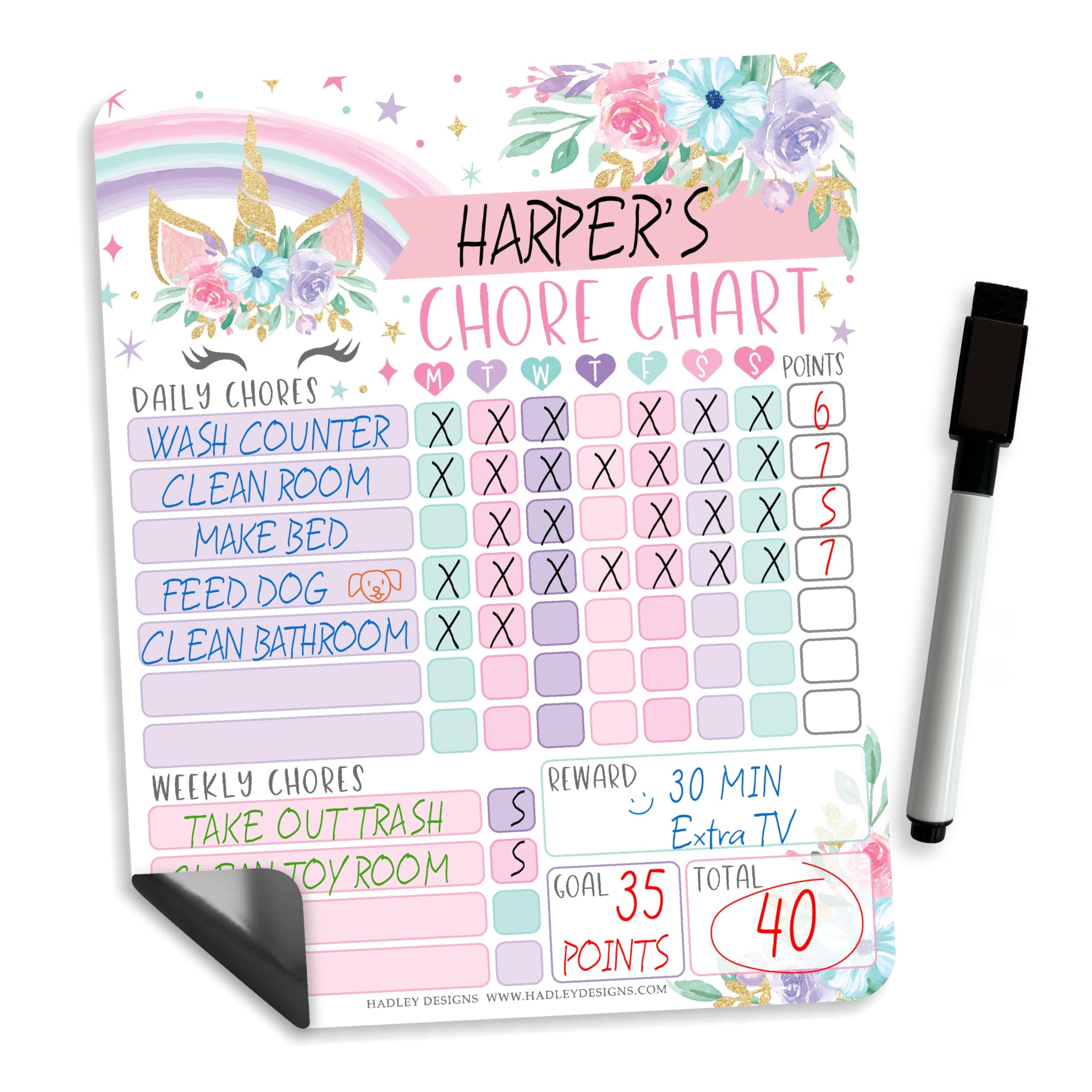Unicorn Kids Chore Chart Magnetic, Reward Chart for Kids, Good Behavior Chart for Kids at Home, My Responsibility Chart for Kids, Magnetic Reward Chart for Kids Behavior, Chore Chart for One Child