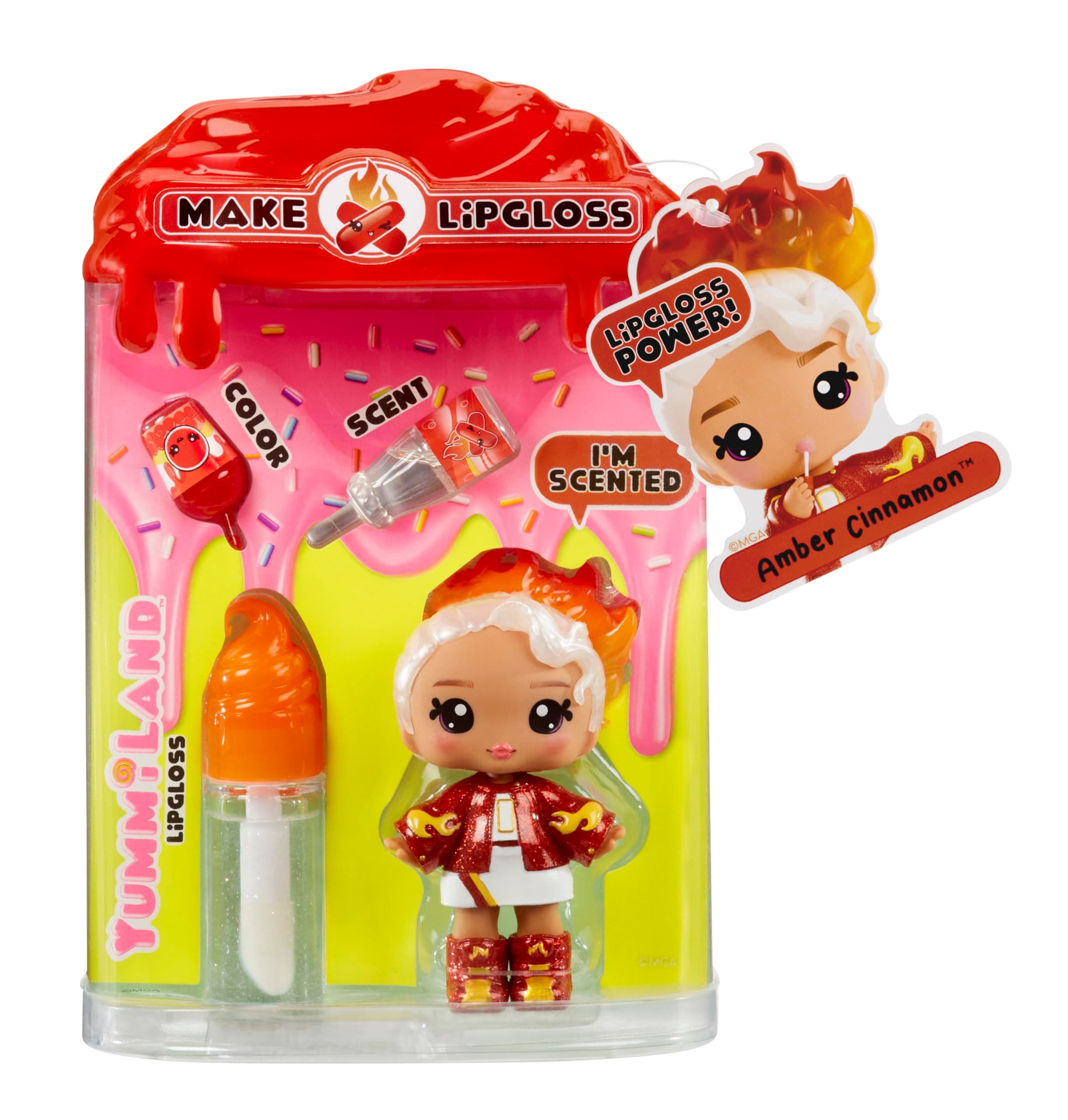 Yummiland Lip Gloss Doll - Amber Cinnamon, with DIY Lip Gloss Kit, Ages 4+