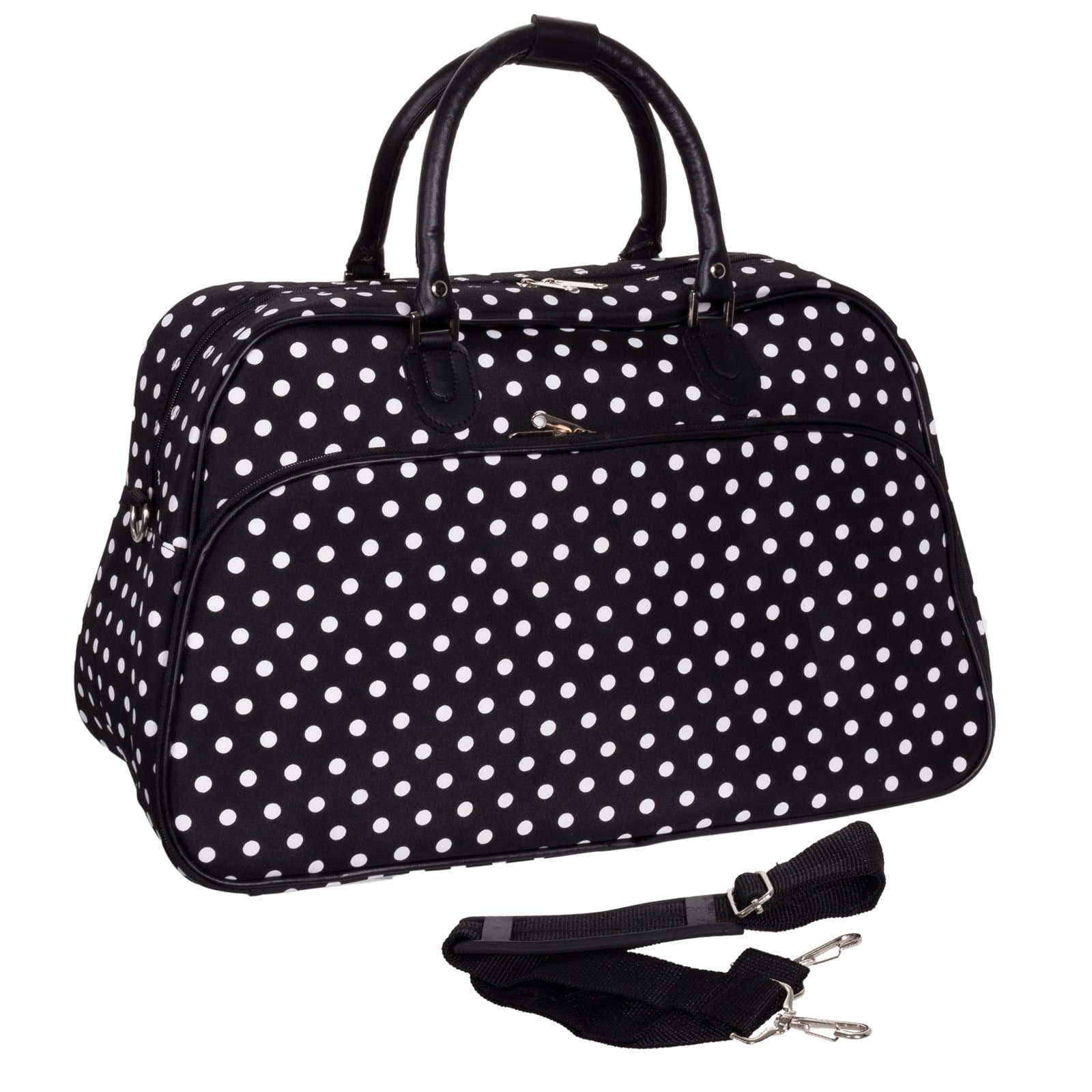 World Traveler Polka Dots Travel Bag, Small Dots, Black and White