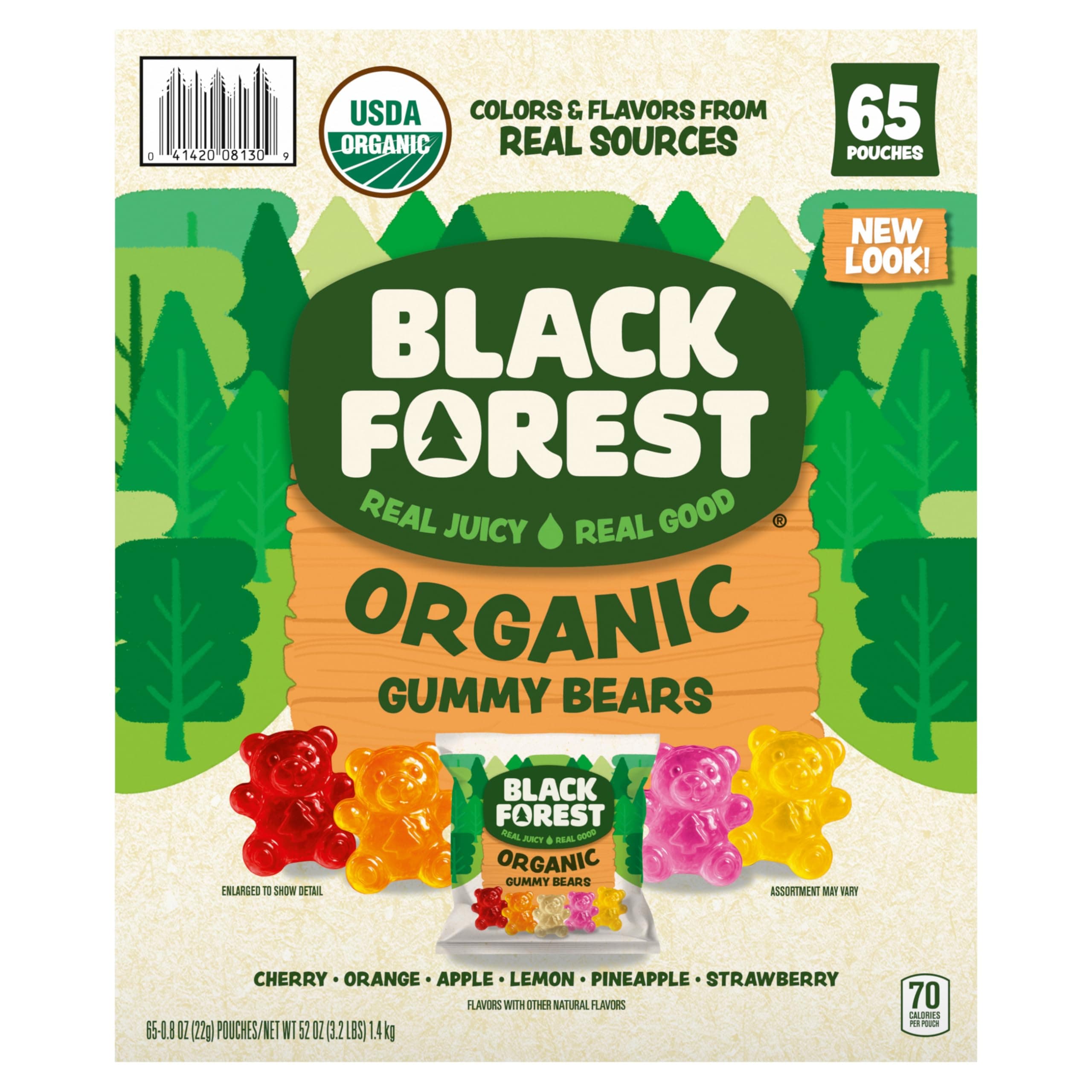 Black Forest Organic Gummy Bears Candy, 0.8-Ounce Bag (Pack of 65)
