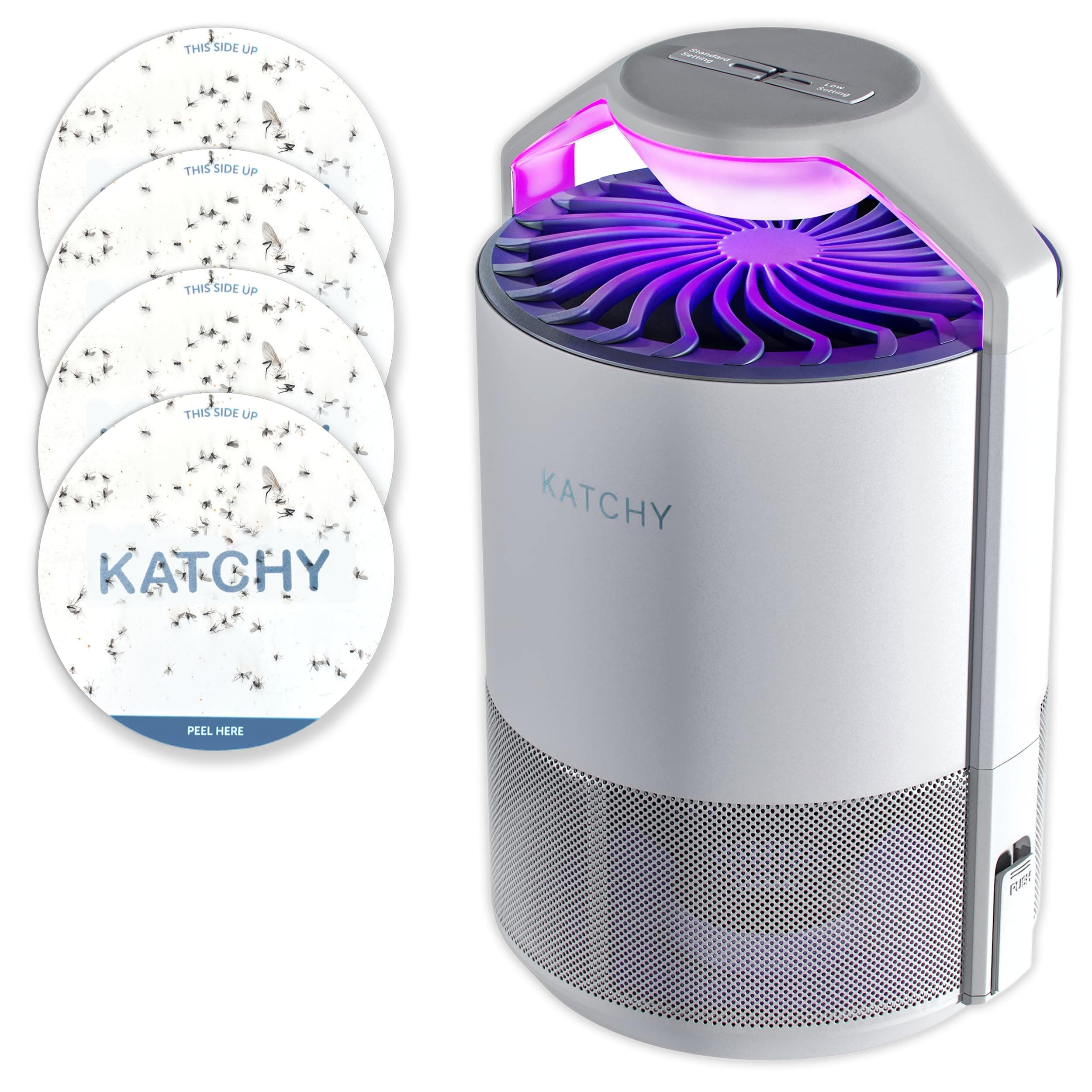 KATCHY Indoor Insect Trap: Bug, Fruit Fly, Gnat, Mosquito Killer - UV Light, Fan, Sticky Glue Boards Trap Even The Tiniest Flying Bugs - No Zapper - Child Safe, Non-Toxic (White)