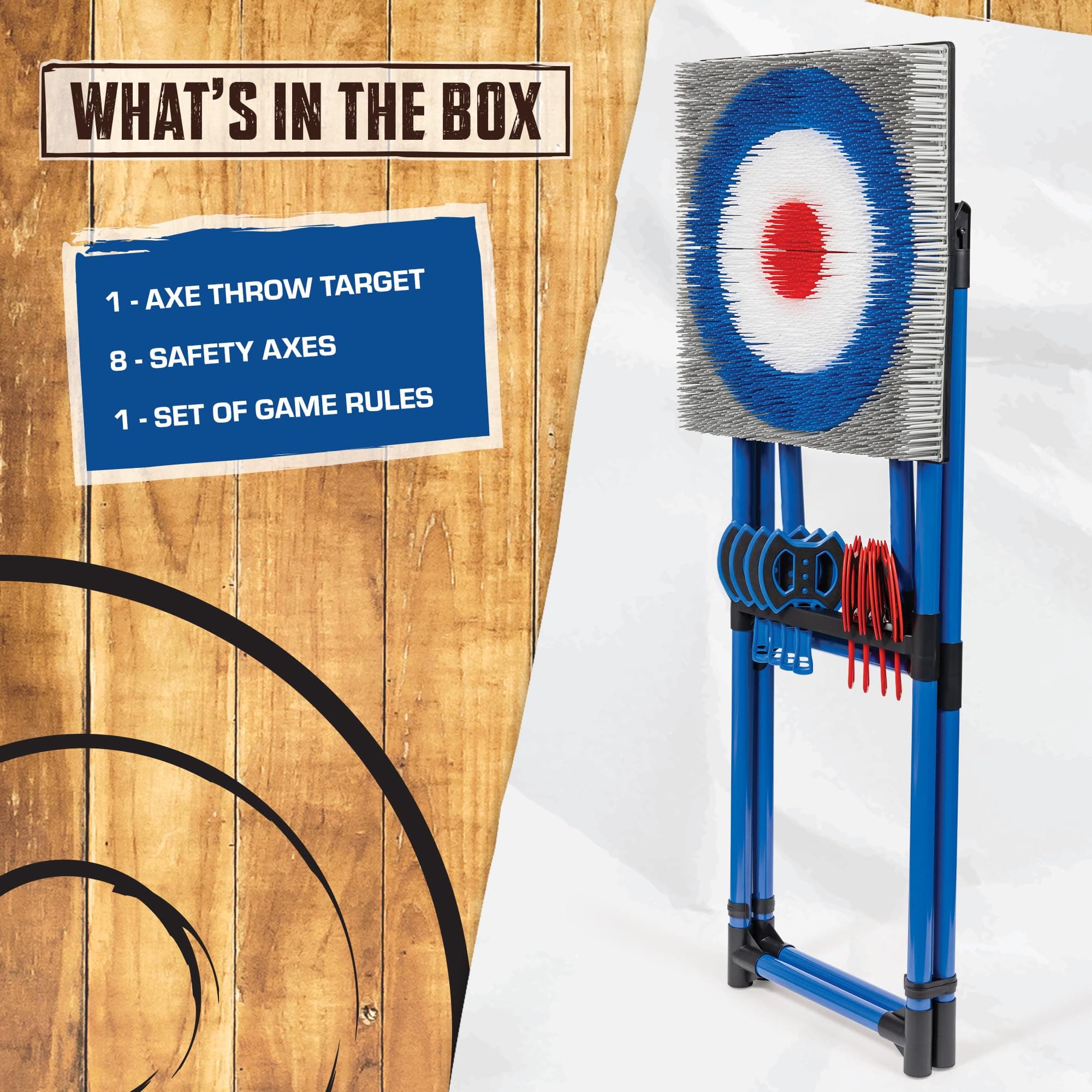 EastPoint Deluxe Steel Frame Axe Throw Target Game Set - Steel Frame for Indoor and Outdoor Use