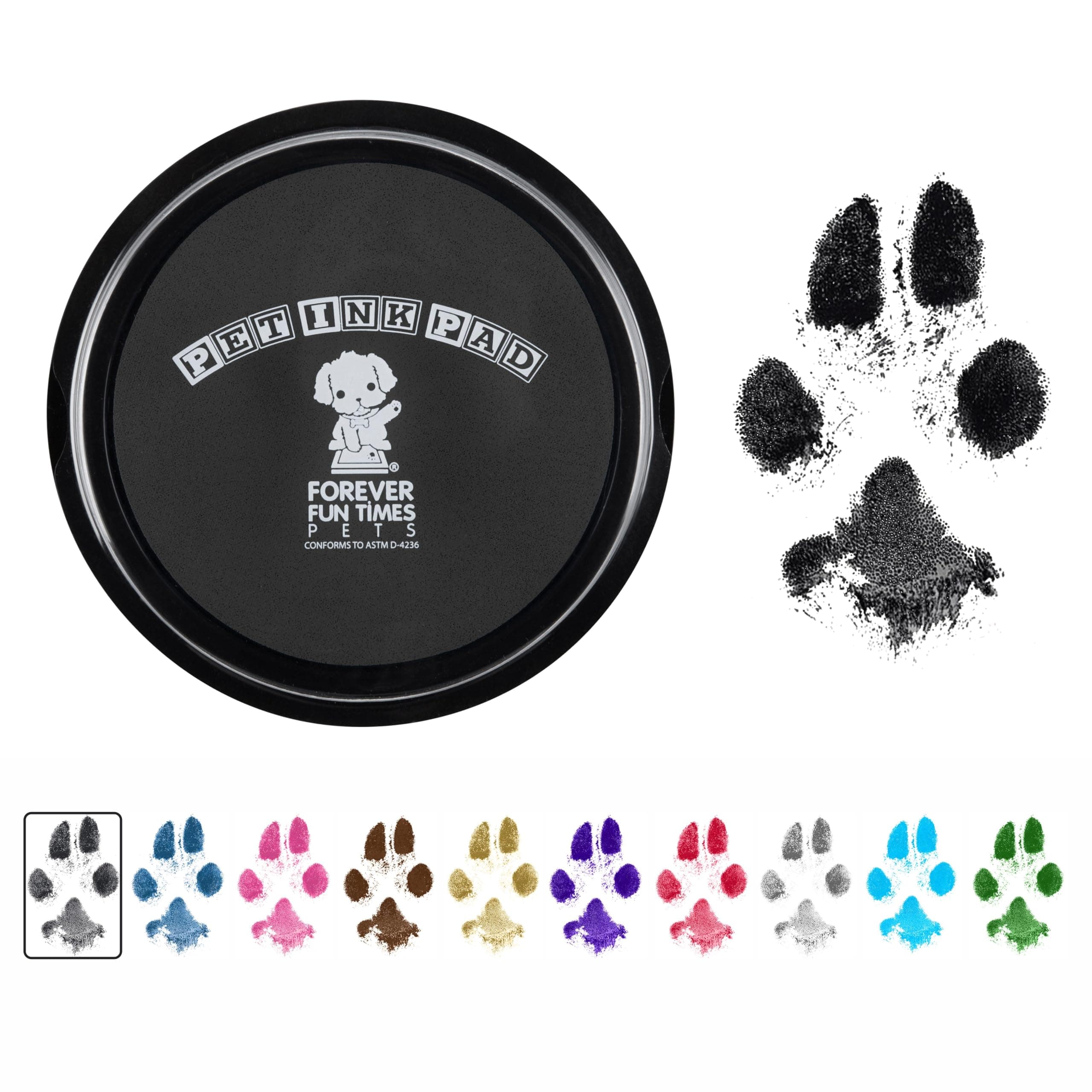 Forever Fun Times Easy-Clean Pet Paw Print Kit | Get Hundreds of Prints from One Low-Cost Paw Print Kit | 100% Safe and Pet-Friendly | No-Mess Paw Print Pad with a Choice of THREE (Big Black)