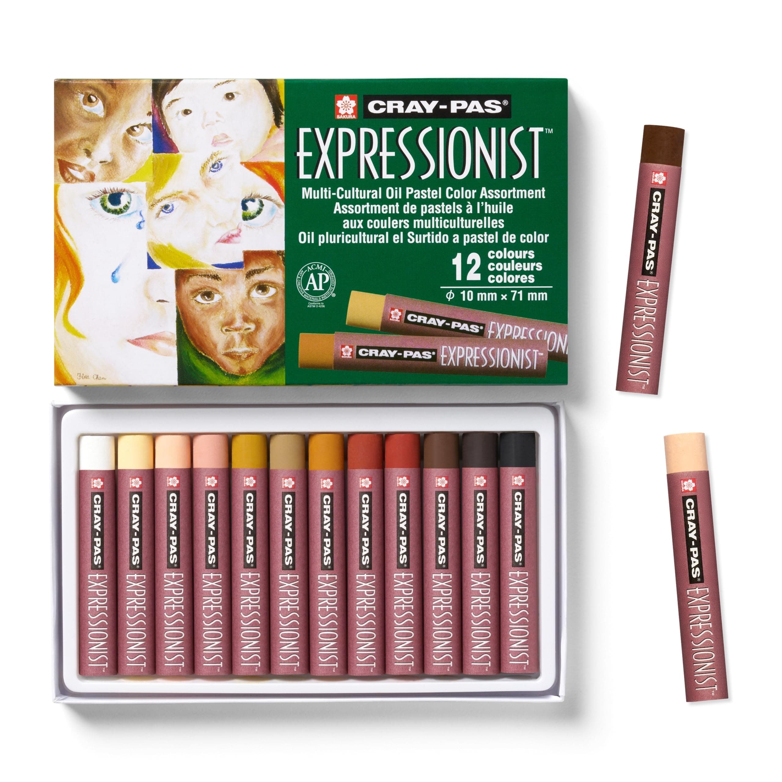 Cray-Pas Expressionist Oil Pastels Set - 12 Multicultural Colours - Extra Fine Quality for Artists and Beginners