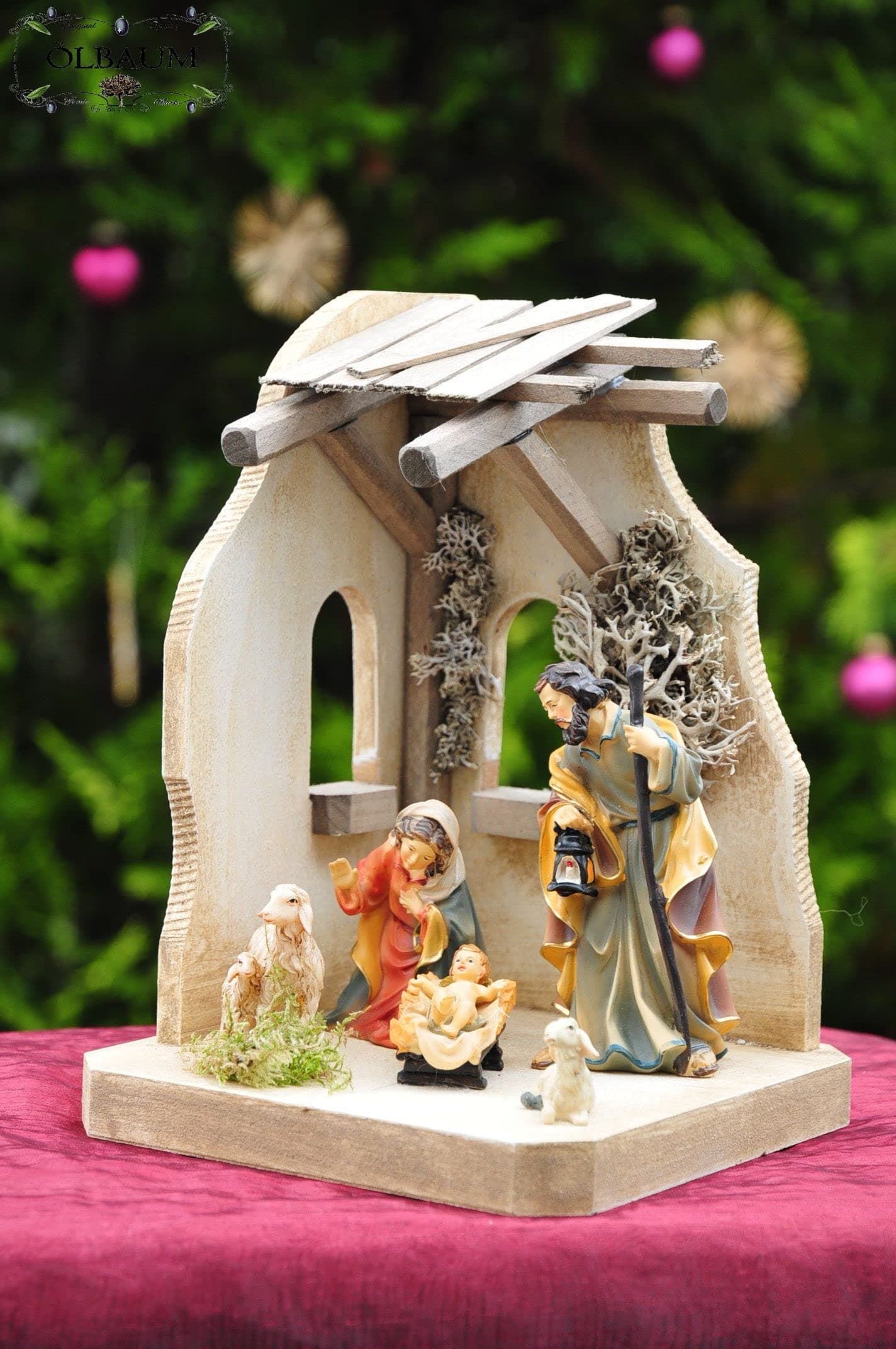 Christmas Nativity Set with Figurines and 6–Piece PREMIUM Nativity Figures With Crib