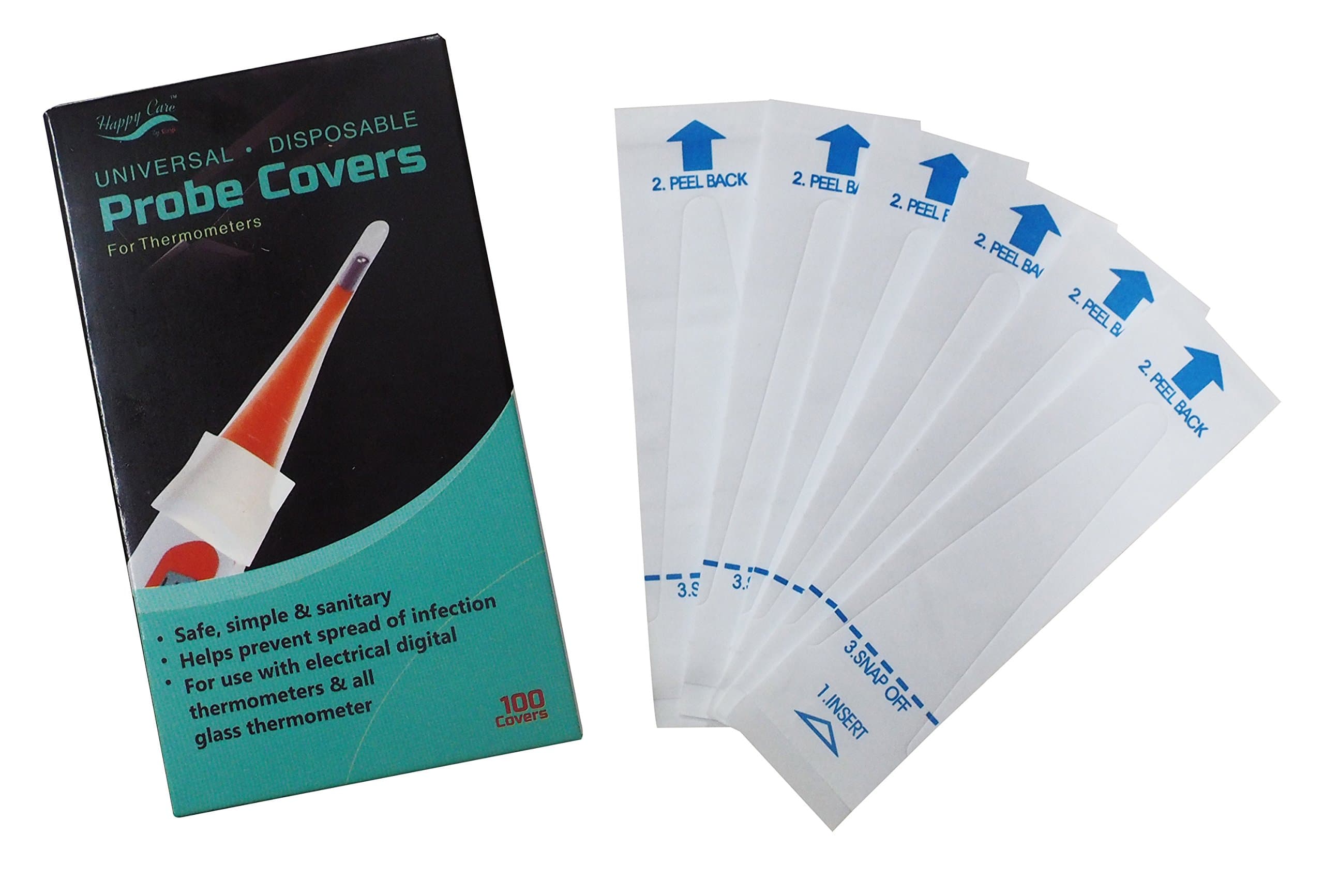 Premium Sterile Digital Thermometer Probe Covers Set of 100 Disposable Healthy & Universal Electronic Thermometer Cover Hygienic Hospital-Grade Thermometers Sleeve