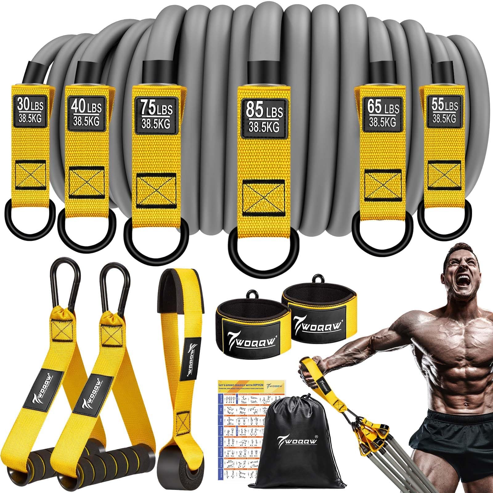 Heavy Resistance Bands for Working Out, 350lbs/450lbs Exercise Bands with Handles, Workout Bands Set for Men, Fitness Weight Bands for Muscle Strength Training,Stretching,Slim,Home Gym Equipment