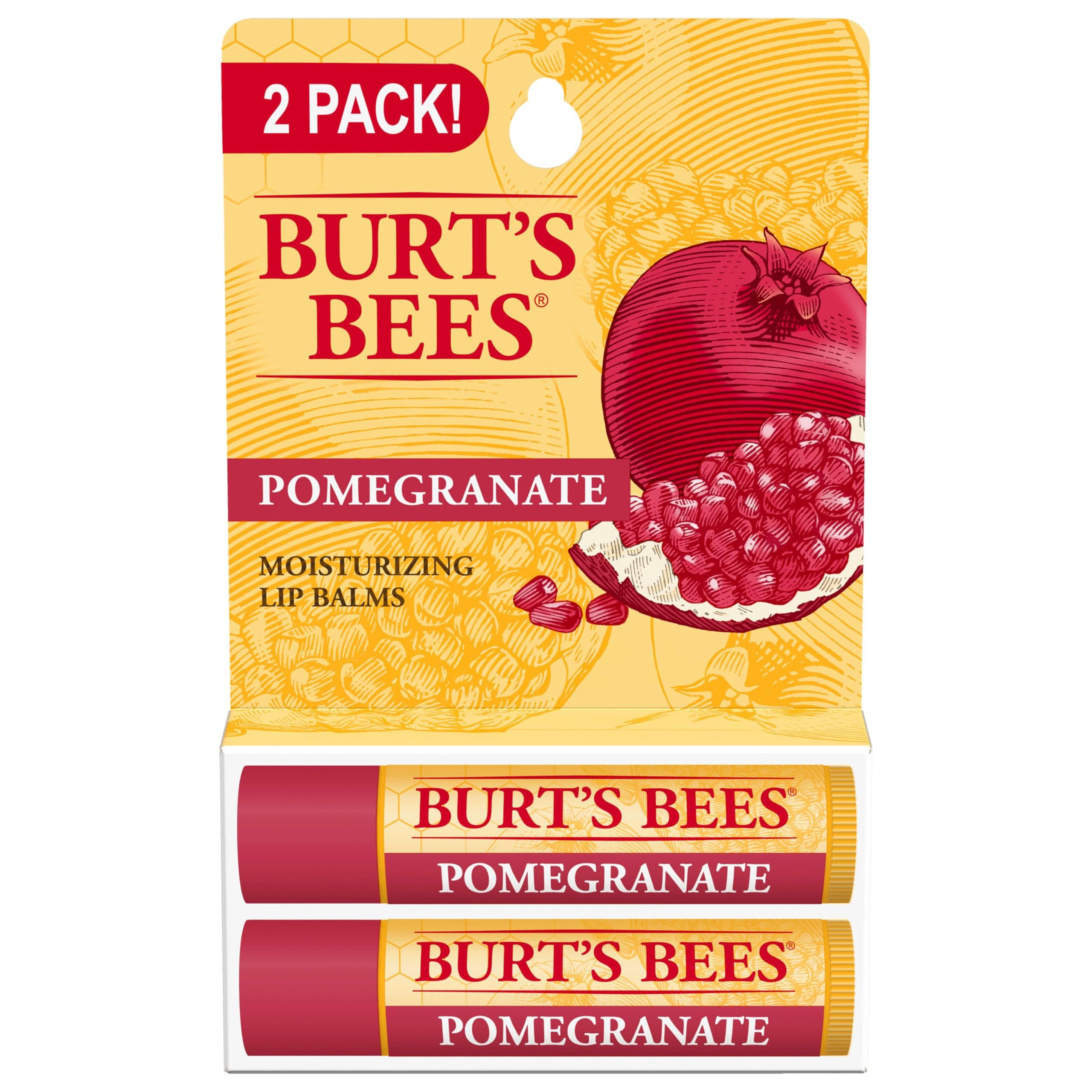 Burts Bees Pomegranate Moisturizing Lip Balm Twin Pack for Unisex - 2 x 0.15 oz