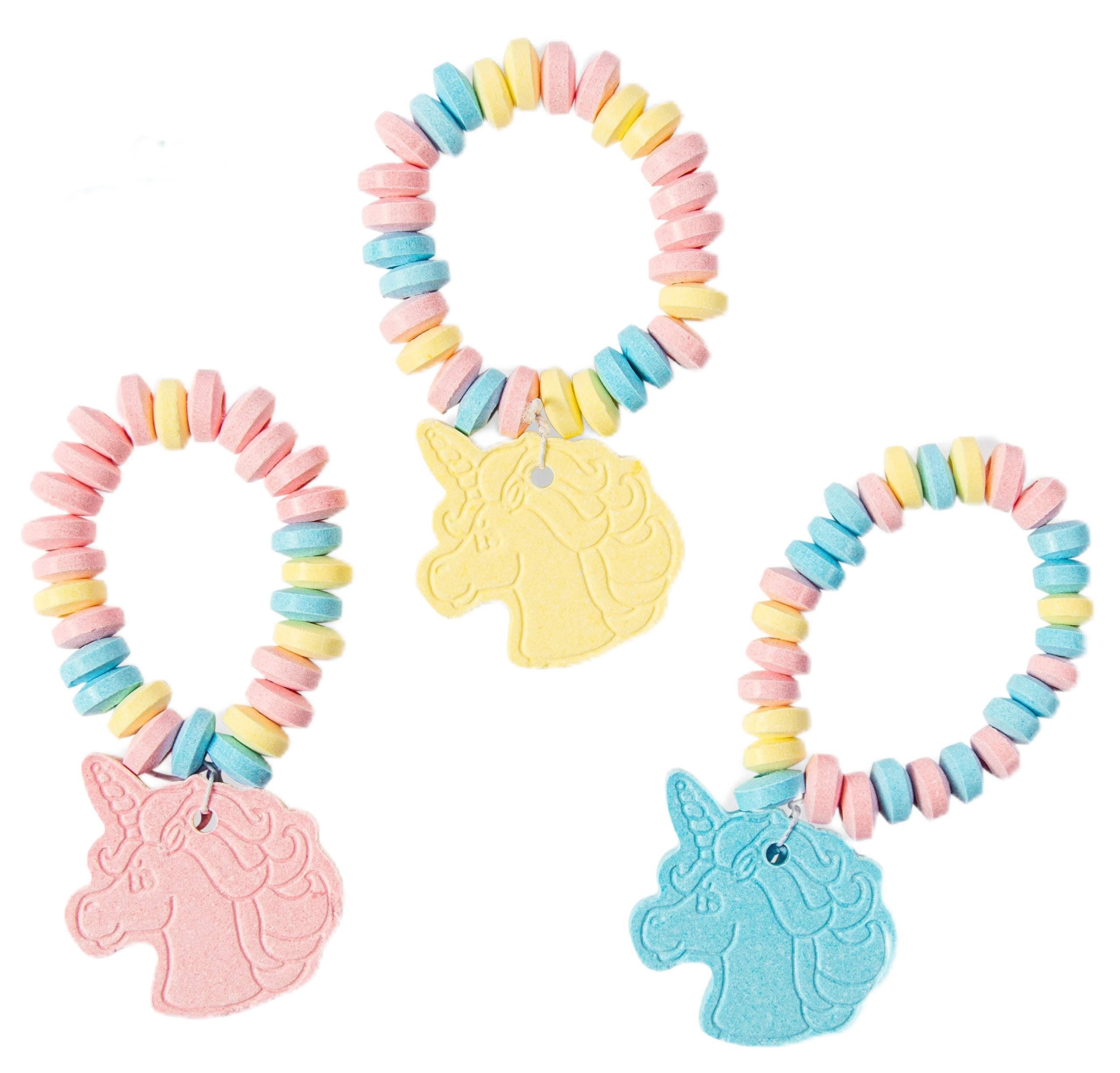 Unicorn Candy Bracelet – 12 Count Individually Wrapped Edible Unicorn Jewelry – Rainbow Fruit Flavored Candy Bracelets – Party Favors, Birthday Bags, Classroom Treats