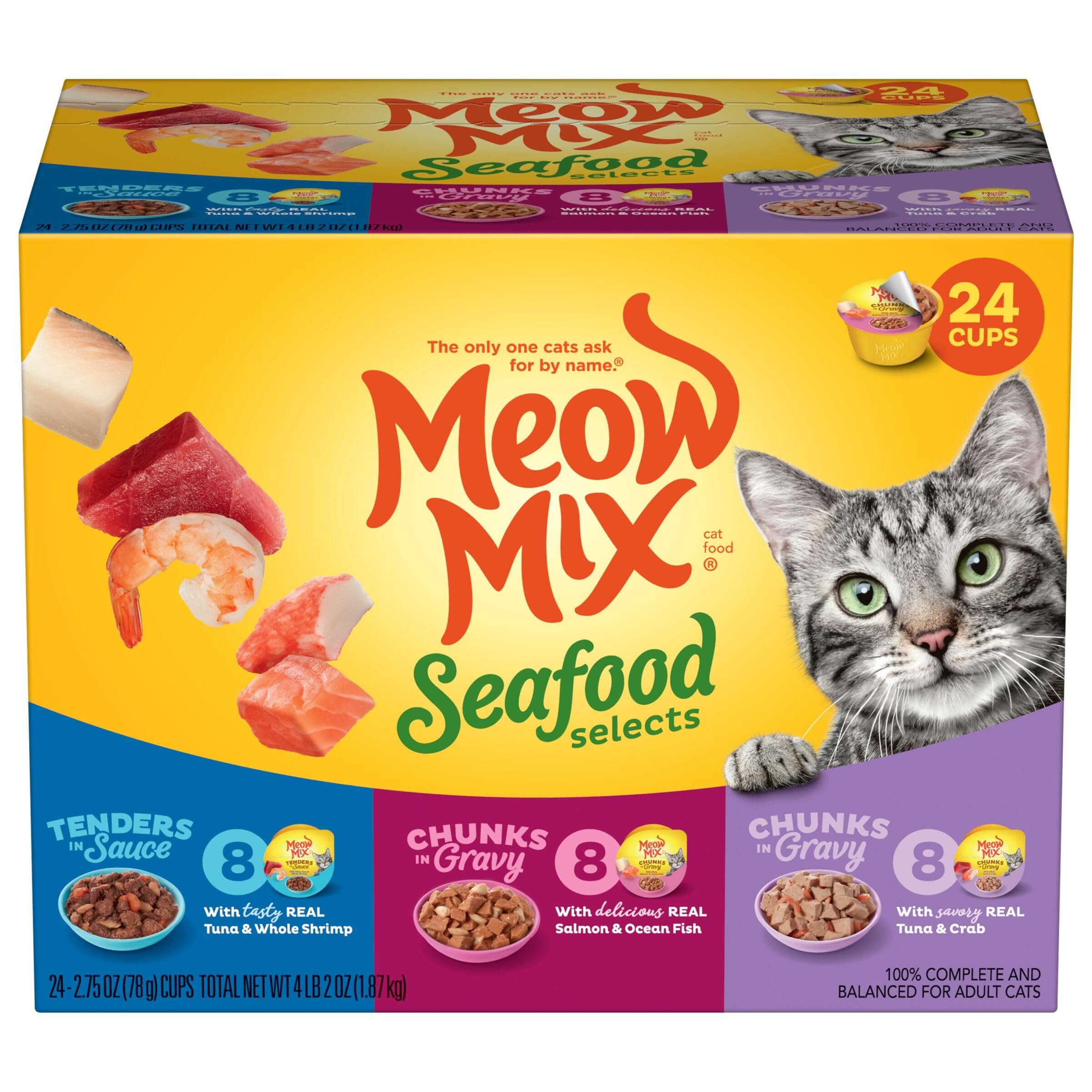 Meow Mix - Seafood Selections Variety Pack Wet Cat Food,24 Cups