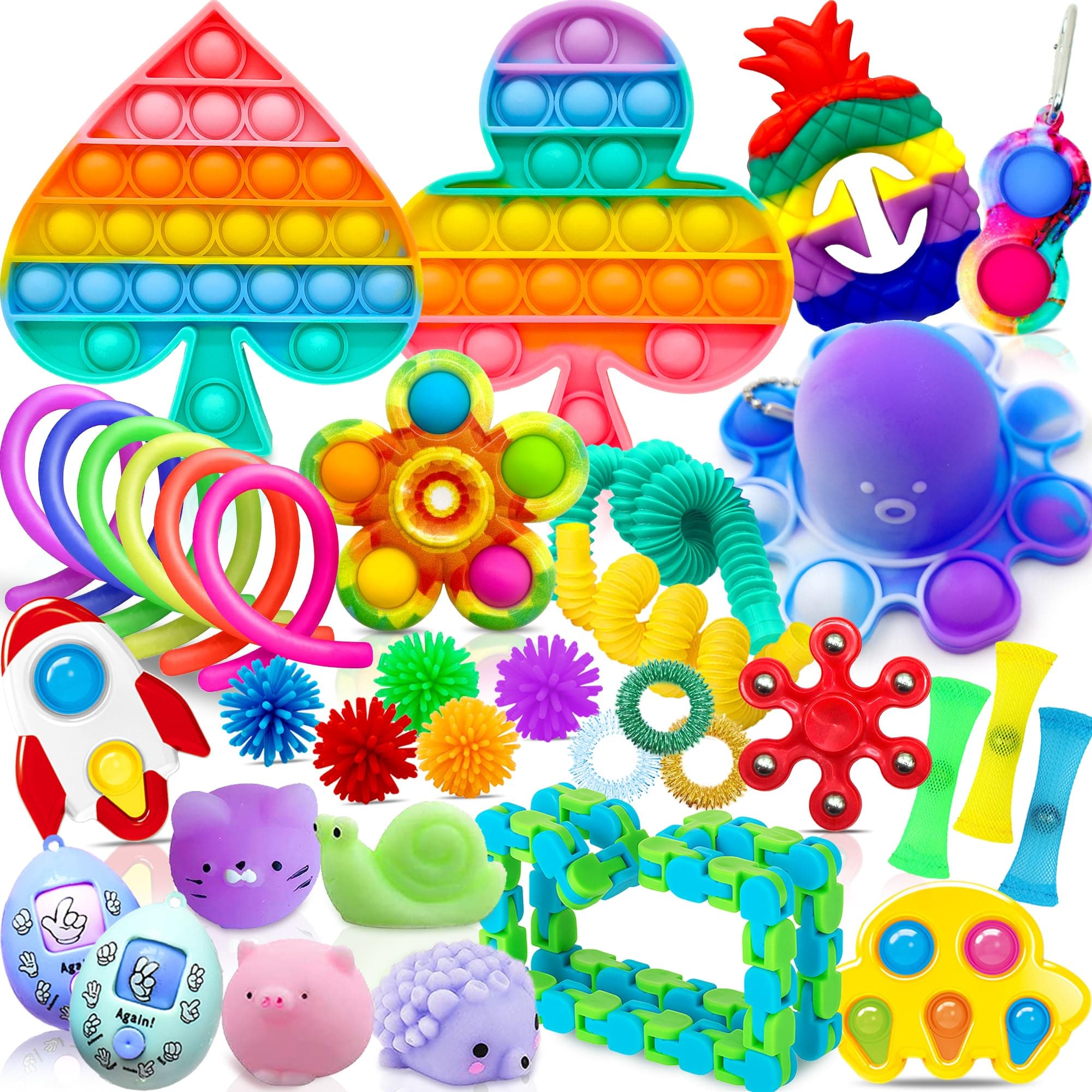 Fidget Toy Set, 36PCS With Box Fidget Pack, Sensory Anxiety Relief Stress Toys for Autism, Fidget Toy in Rainbow color, Octopus Relaxing Entertainment Birthday Gift for Kids Adults