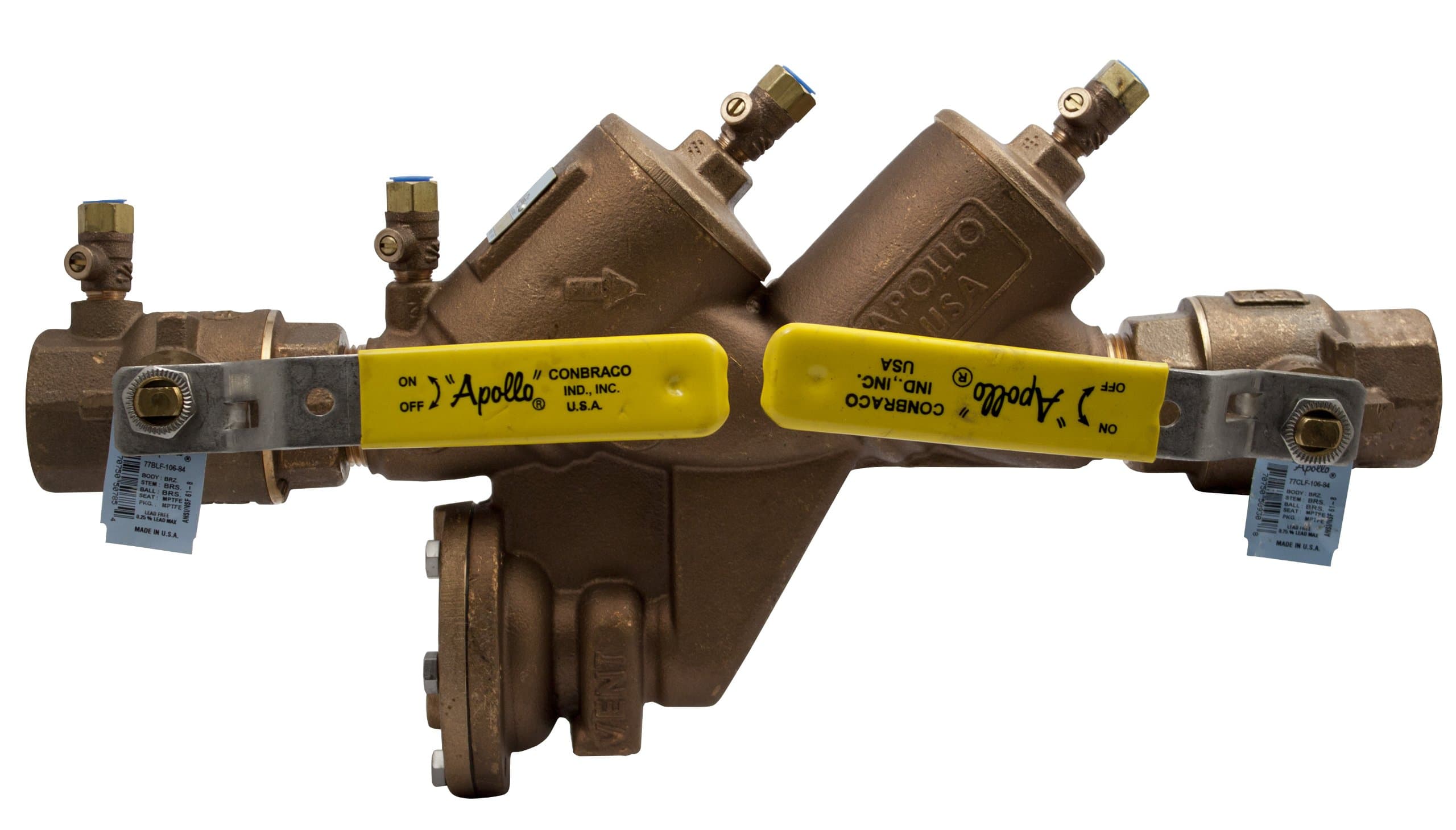 Apollo 4ALF208T2 Bronze Reduced Pressure Zone Lead Free Valve with Ball Valves, 2" NPT Male