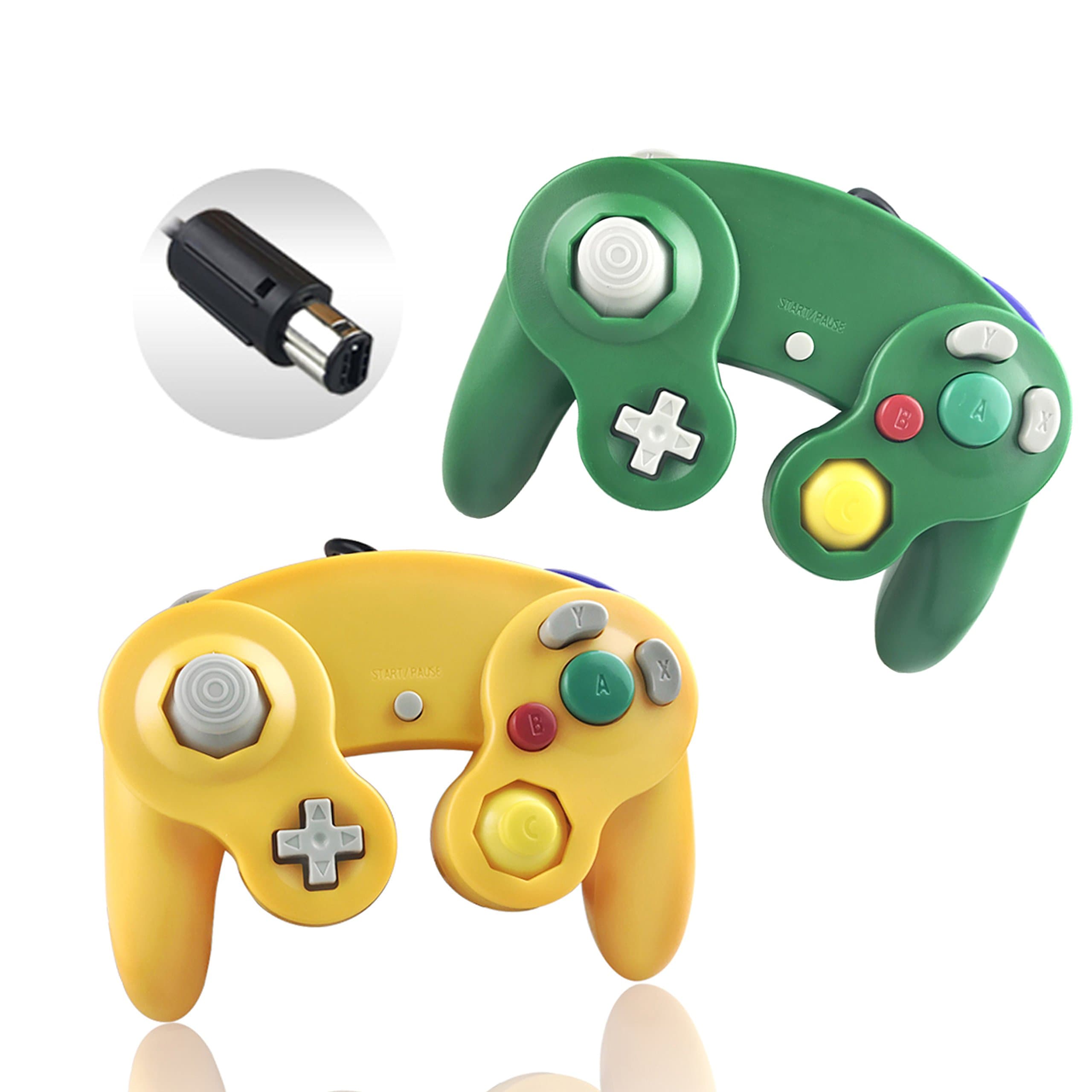 Reiso 2 Packs NGC Controllers Classic Wired Controller for Wii Gamecube (Light Orange and Green)