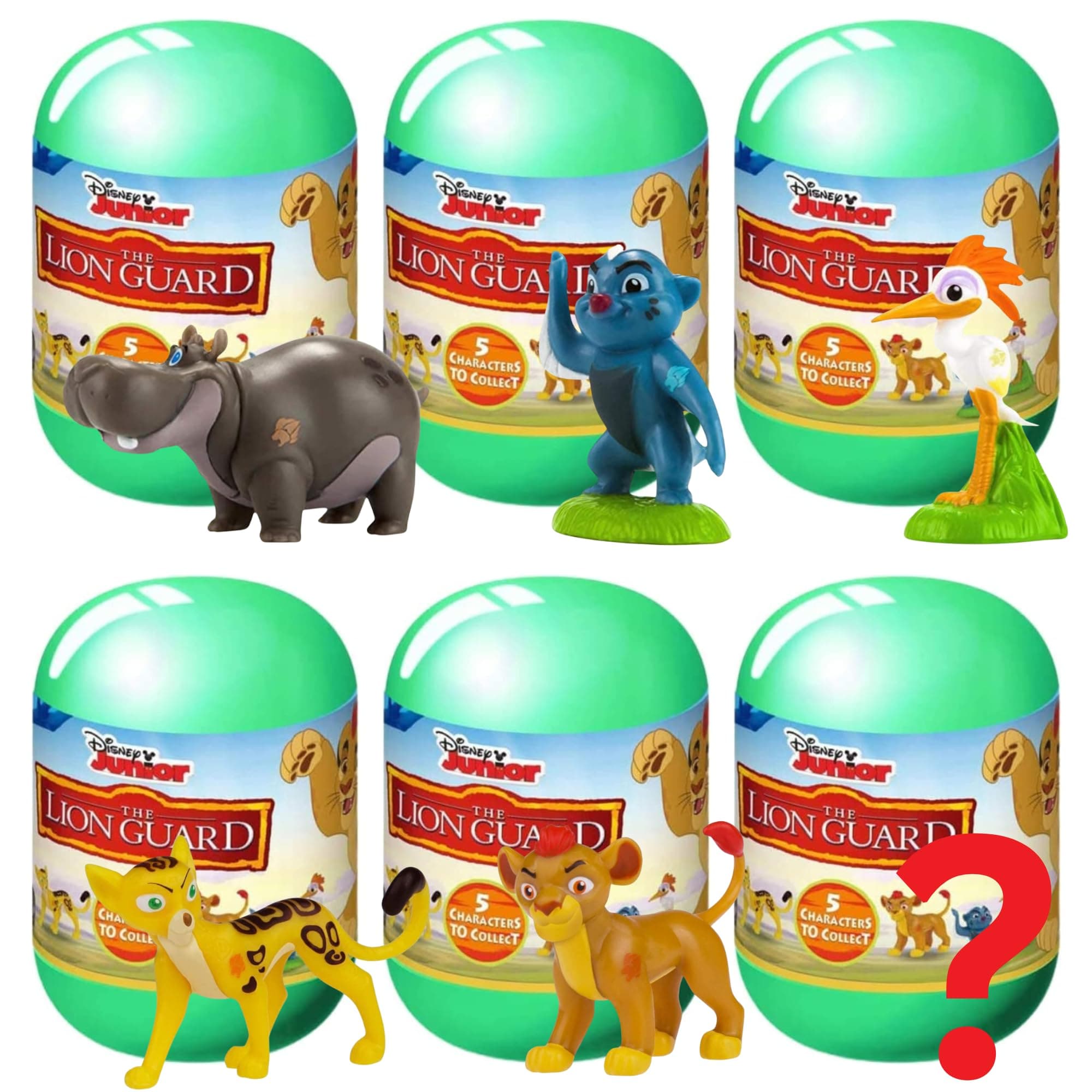 The Lion Guard - Junior Blind Box - 2" 5cm Mini Figures - 5 to Collect - Guaranteed Complete Set - Pack of 6 Capsules