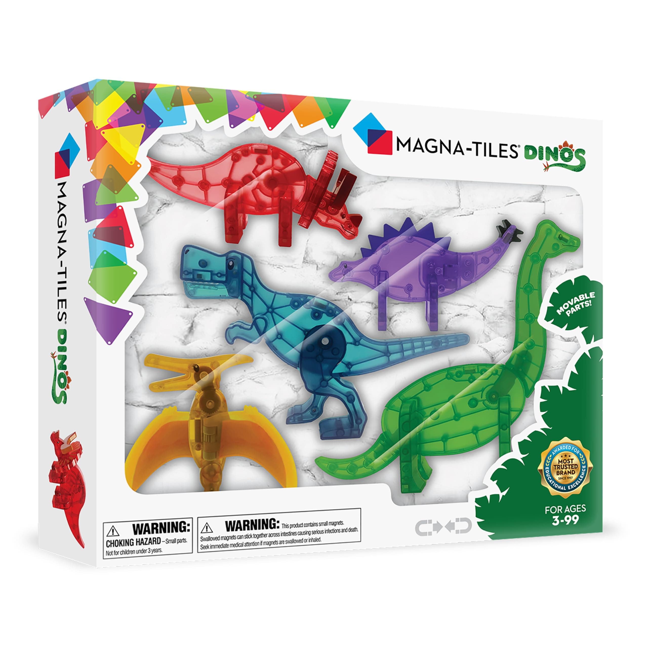 MAGNA-TILES Dinos 5-Piece Magnetic Construction Set, The ORIGINAL Magnetic Building Brand