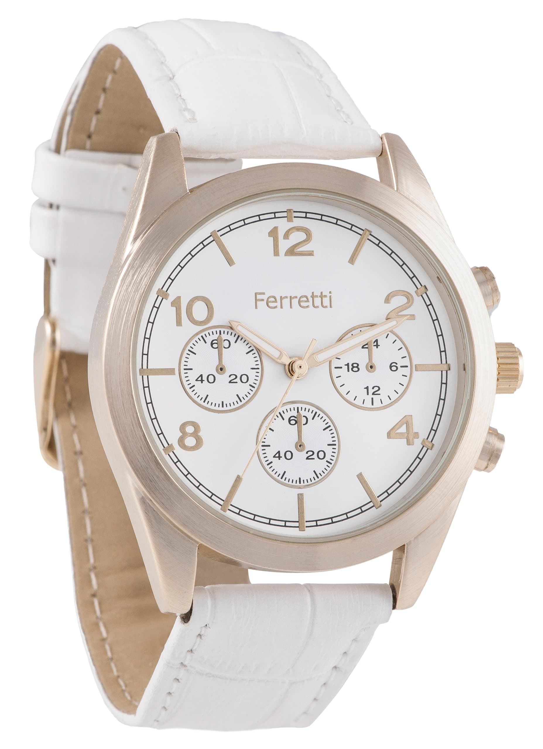 Ferretti Women's | White Genuine Leather Band with Crocodile Pattern Watch | FT11001