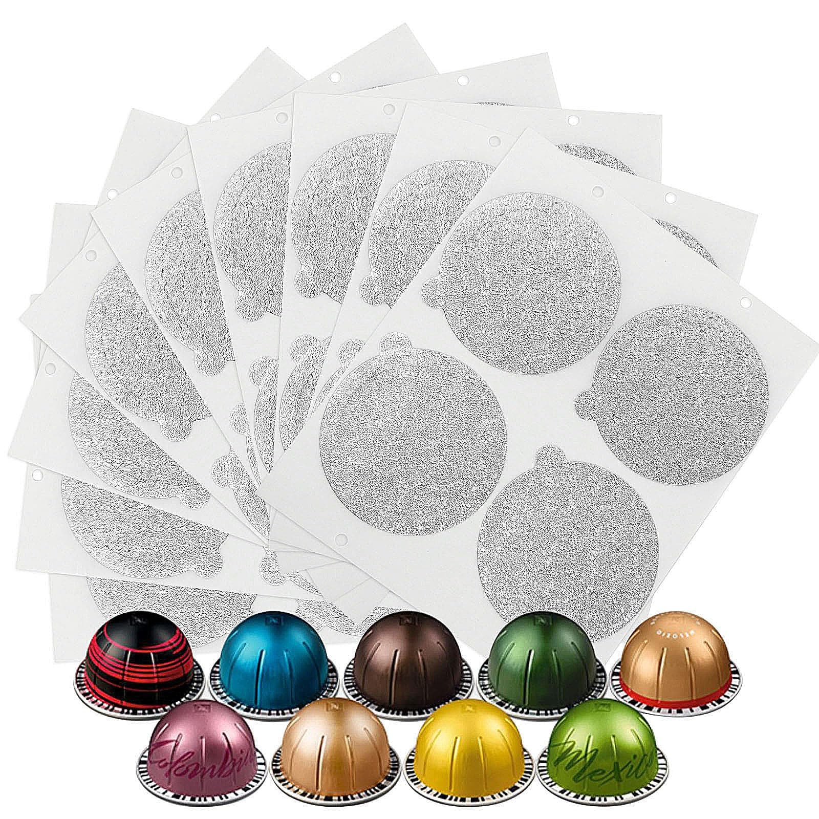 Clinuse Aluminum Foils Lids Seals for Nespresso Vertuo Pods, 100Pcs Reusable Nespresso Capsules Coffee Pods Cover Seals, Compatible with Nespresso Vertuoline Vertuo (61mm, Gray)