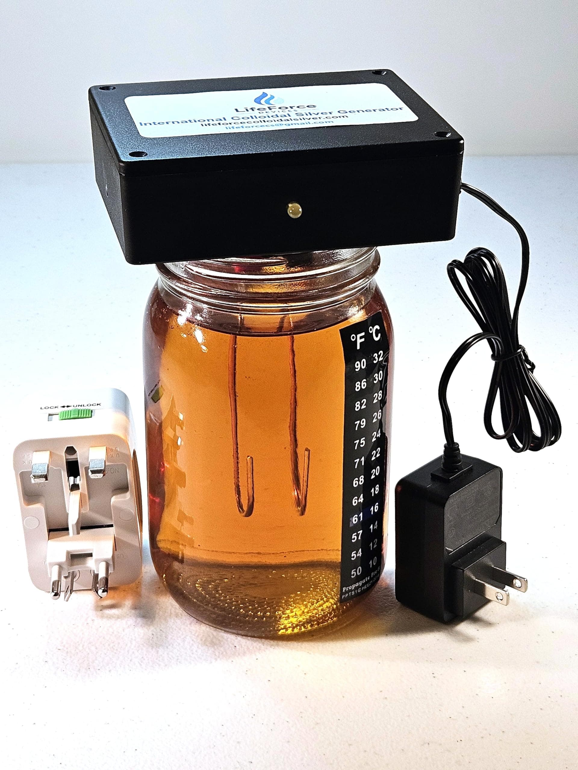 Compact International Silver Generator – Plug-in & Battery DIY Silver Maker – Make 32 oz in 32 minutes – Travel-Ready Kit with Universal Adapter