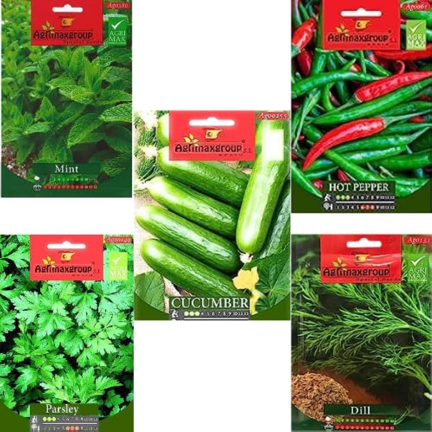 Agrimax Mix Vegetables and Herbs Seeds - Set of 5 Packets