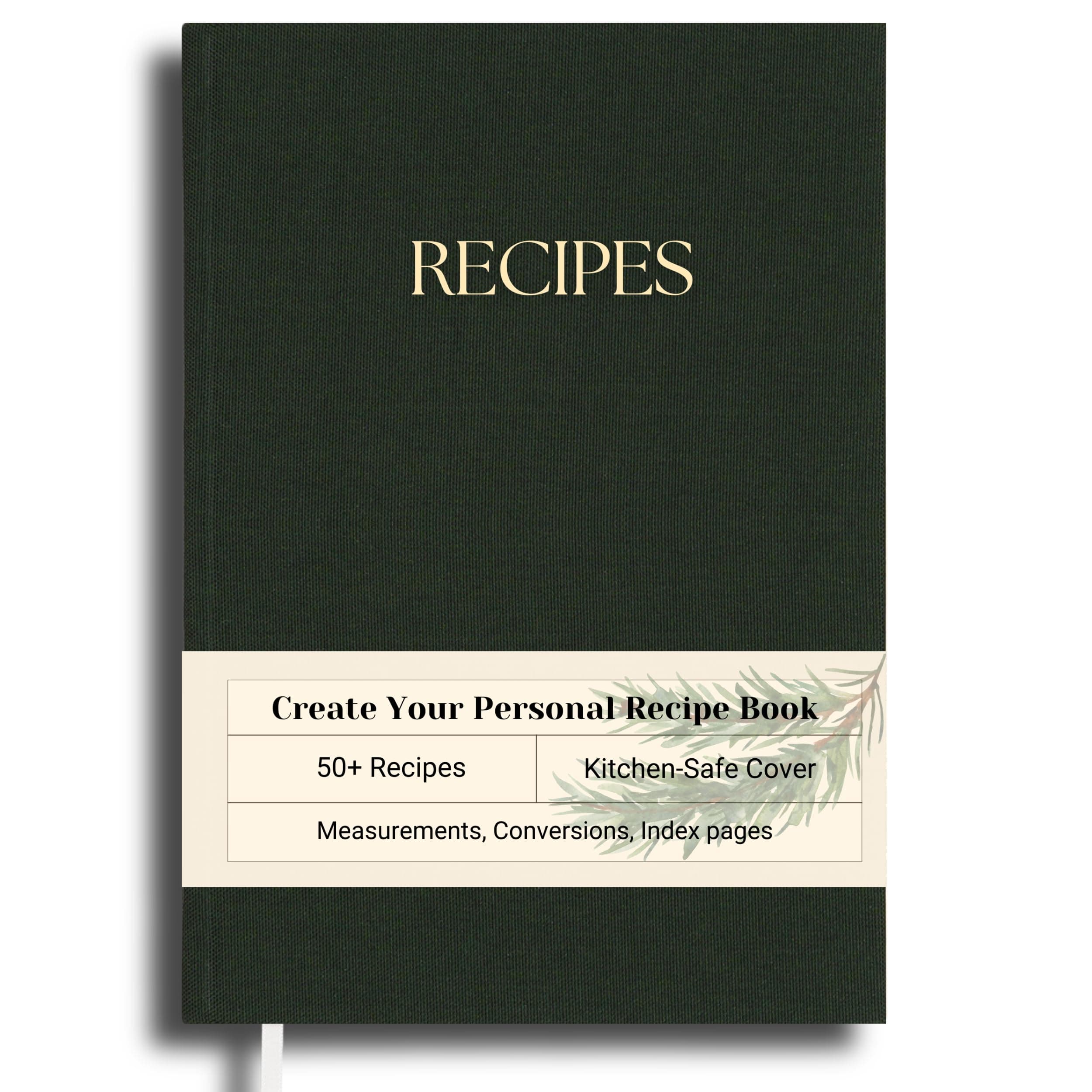 Recipe Book to Write in Your Own Recipes, Blank Recipe Book with Premium Water-Resistant Fabric Hard-Cover, 8.5 x 6 Inches Recipe Journal Notebook – Gift for Chef - Blank Cookbook for Personal or Family Recipes or Keepsake Gift.