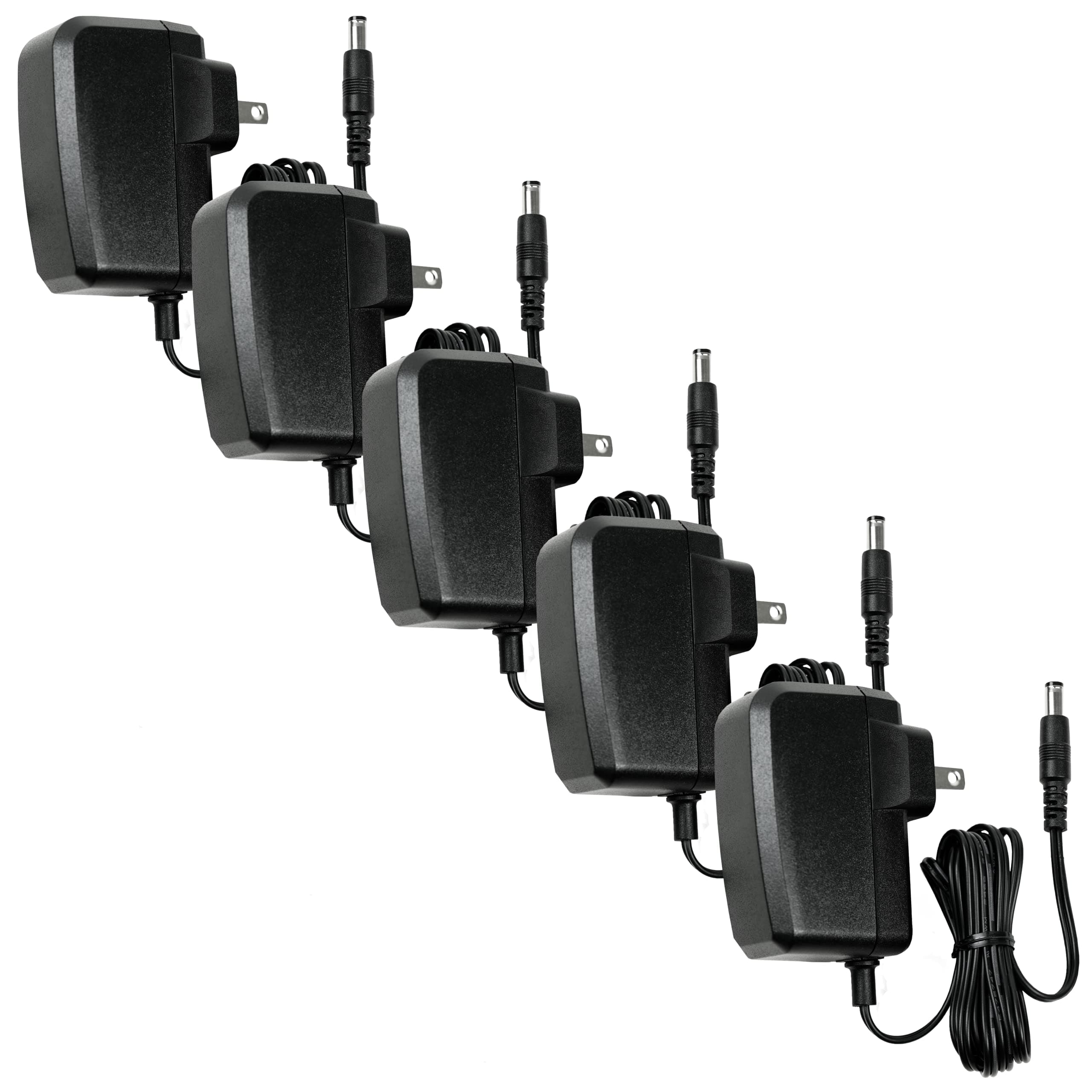 JC TECH(UL-Listed) 12V 1 AMP Power Adapter LED Power Supply 110V AC to 12V DC Transformer Lighting Power Adapter for LED Strip Lights, IP Phone, CCTV Camera, and Low Voltage Devices| 5 Pack - Black
