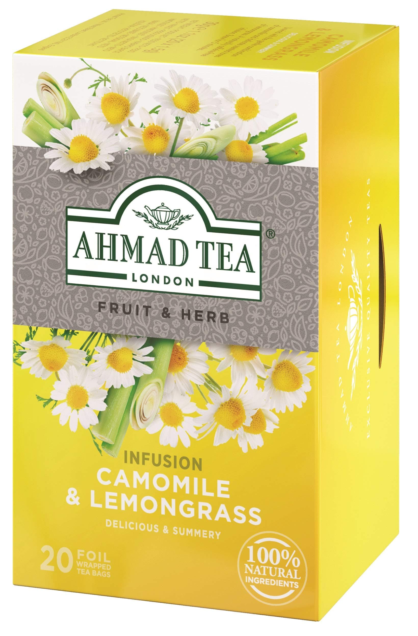 Herbal Tea, Camomile & Lemongrass Teabags, 20 ct (Pack of 1) - Decaffeinated & Sugar-Free