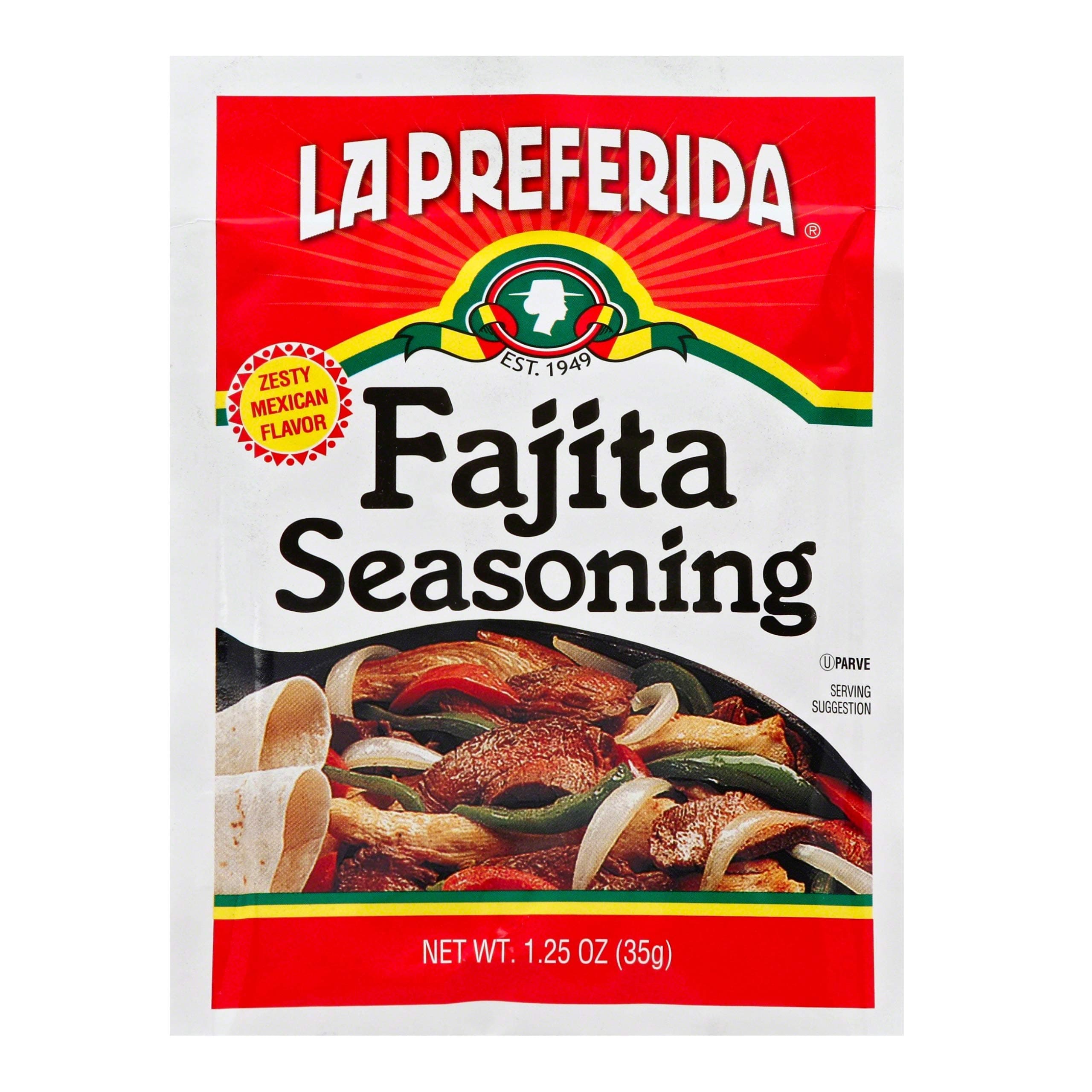 Fajita Seasoning Mix (Bold Tex-Mex Spice Blend) for Chicken, Veggies & Steak – No MSG, No Artificial Flavors or Preservatives, 1.25oz. (Pack of 6)