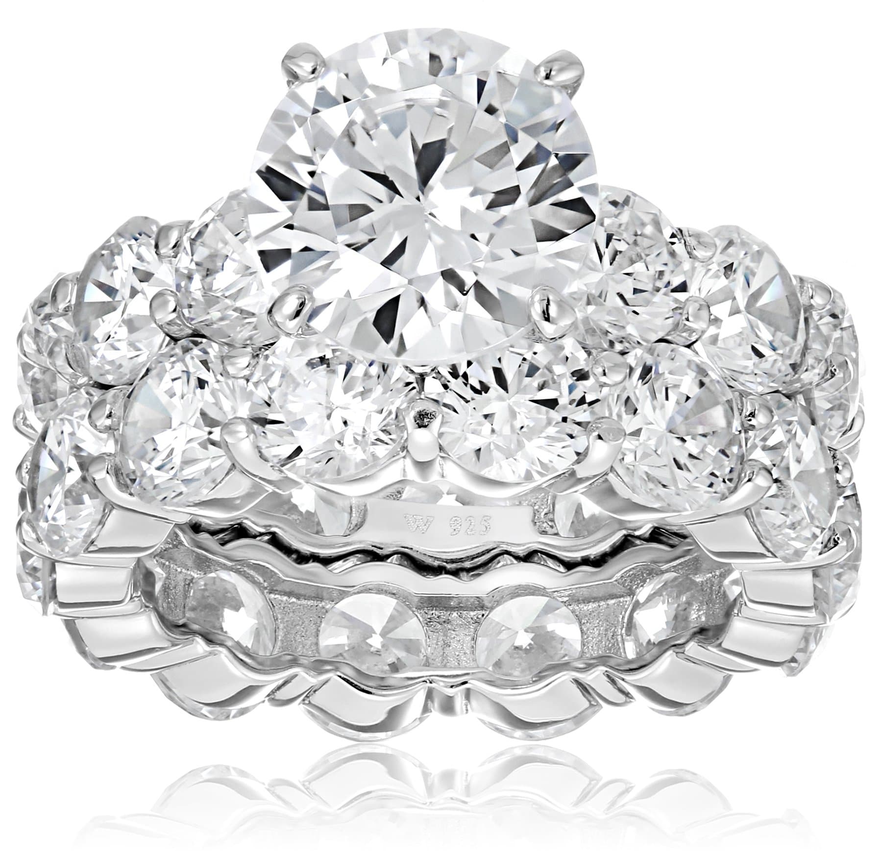 Charles Winston Sterling Silver and Cubic Zirconia Bridal Set, 4.00 ct. Center, 17.00 ct. tw.