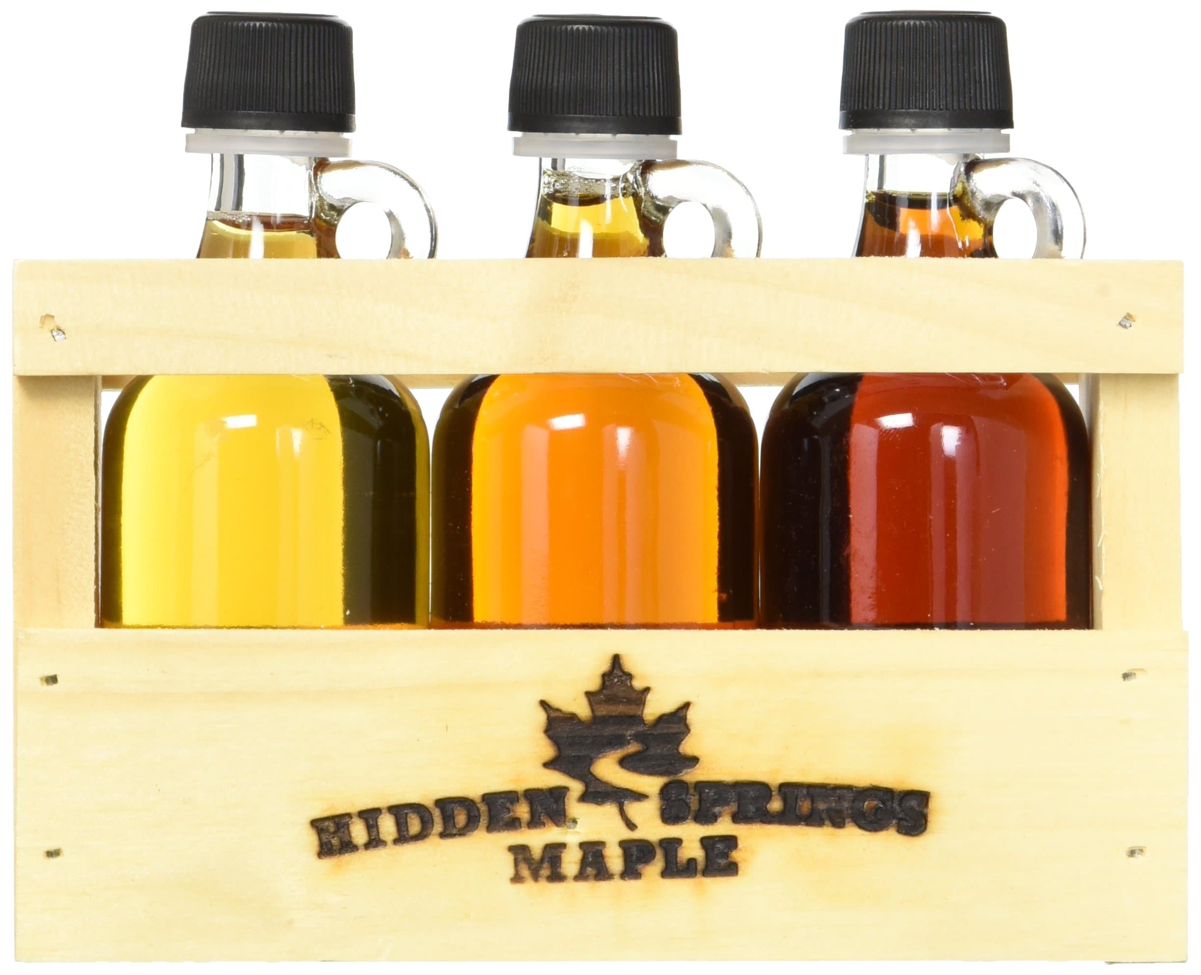 Hidden Springs Maple Deluxe Syrup Sampler, Golden/Amber/Dark, 3 Count