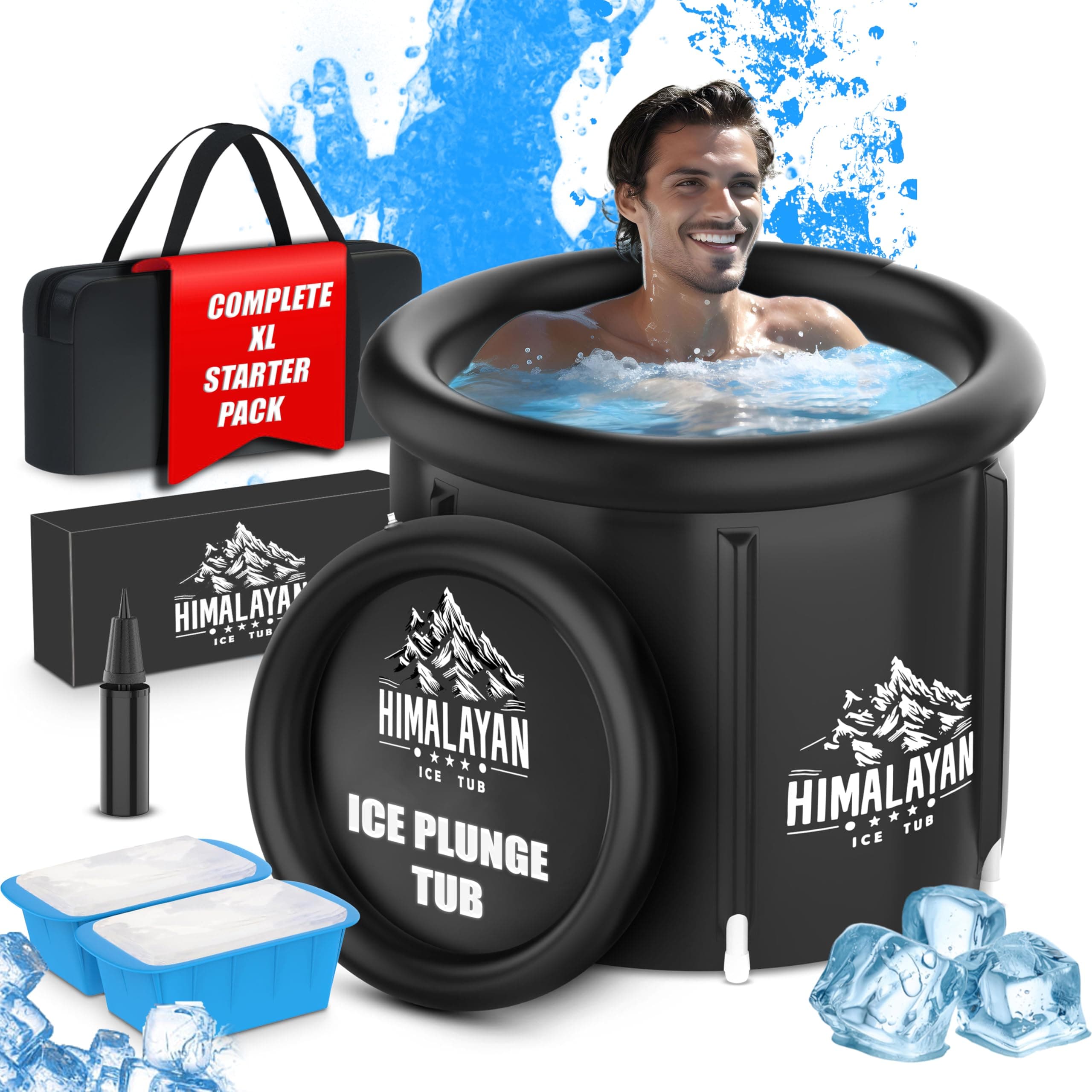 Ice Pod XL Cold Plunge With 2 8 lbs Ice Block Mold - 31.5'' Tub for Athletes - Easy Install Indoor/Outdoor Cold Plunge With Thermal & Elastic Cover