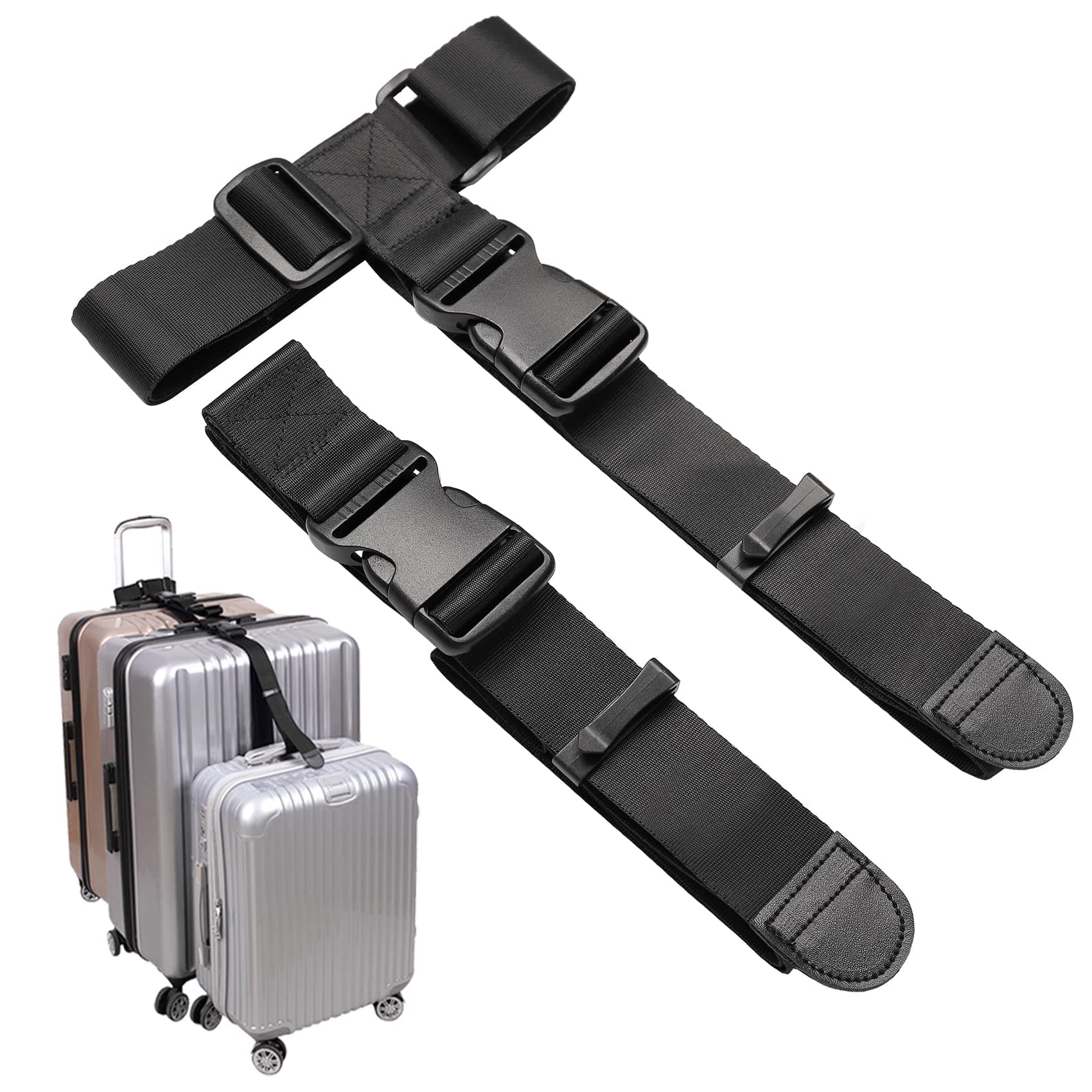 Vigorport Luggage Connector Straps, Add a Bag Suitcase Strap Belt, Luggage Clip Link, Multi Adjustable 1.5" W Travel Attachment Accessories for Carry on Bag Stacker - 2 Pack