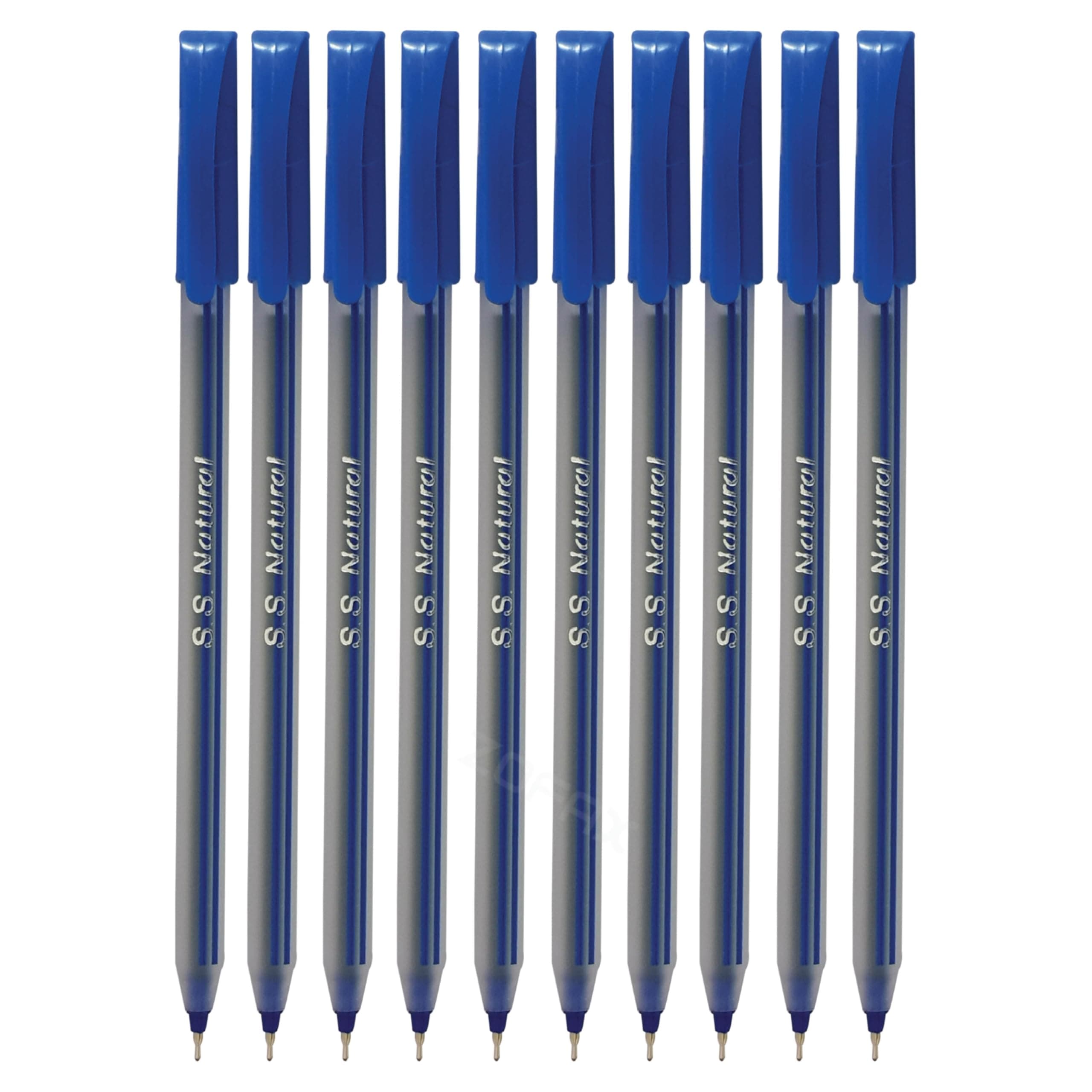 S. S. 10 x 0.6mm Tip Natural BLUE Ballpoint Pens Smooth Writing Everyday Use