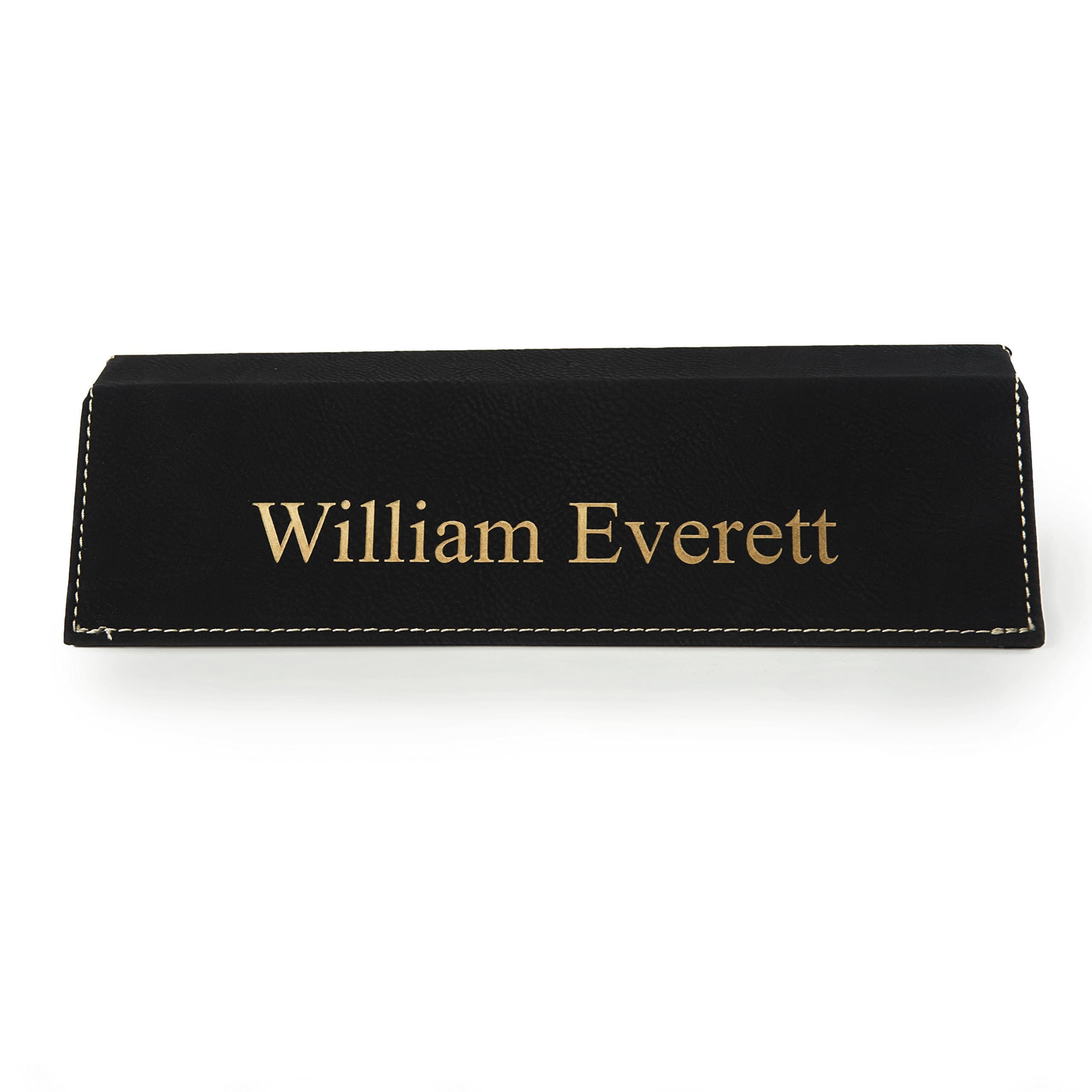 Customizable Leatherette Desk Wedge (Black, 2x8) - Naag Tag Inc.