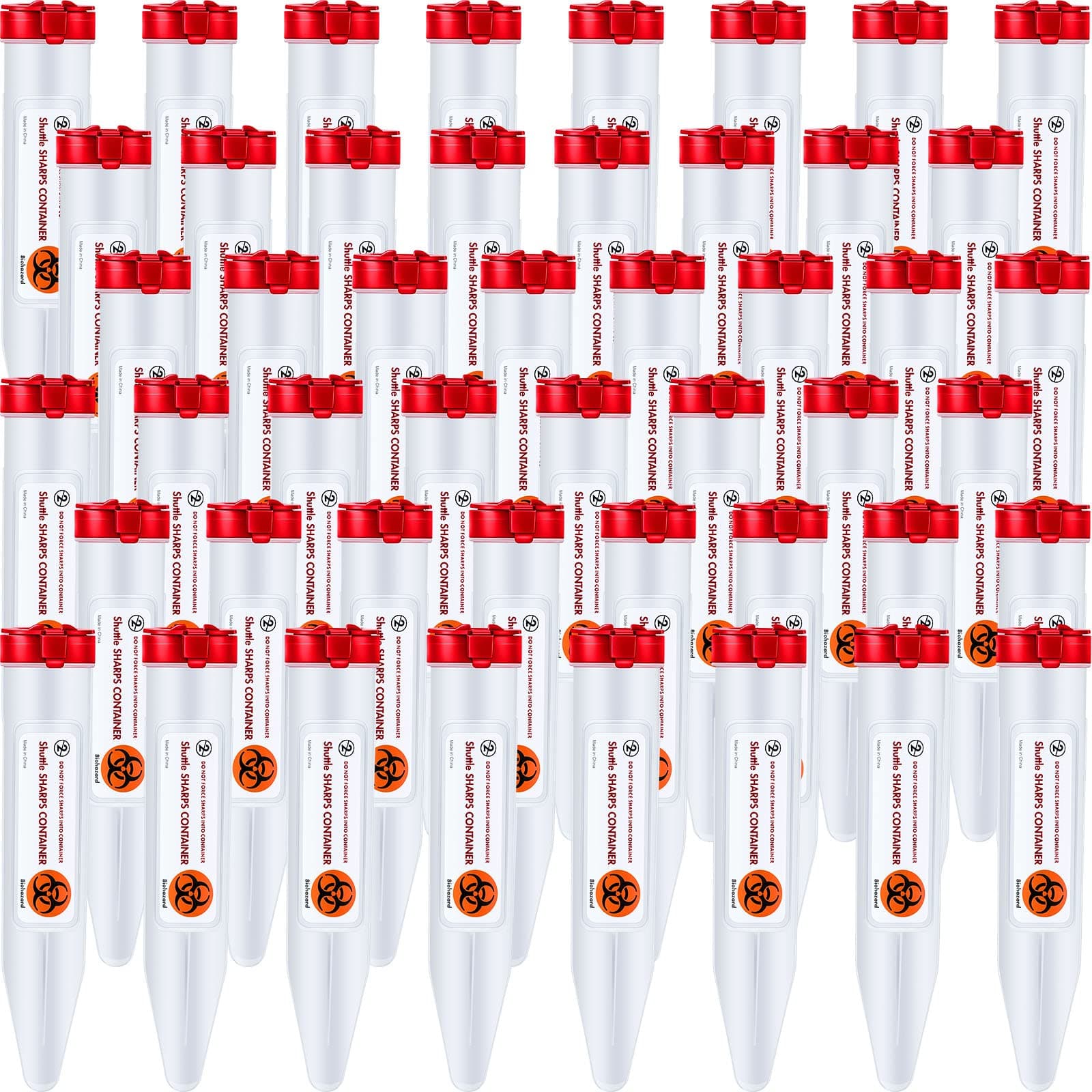 48 Count Portable Transportable Sharps Container Travel Small Sharps Container with Locking Mechanism Syringe Needle Disposable Single Use Container, 6.5 x 1.38 Inch