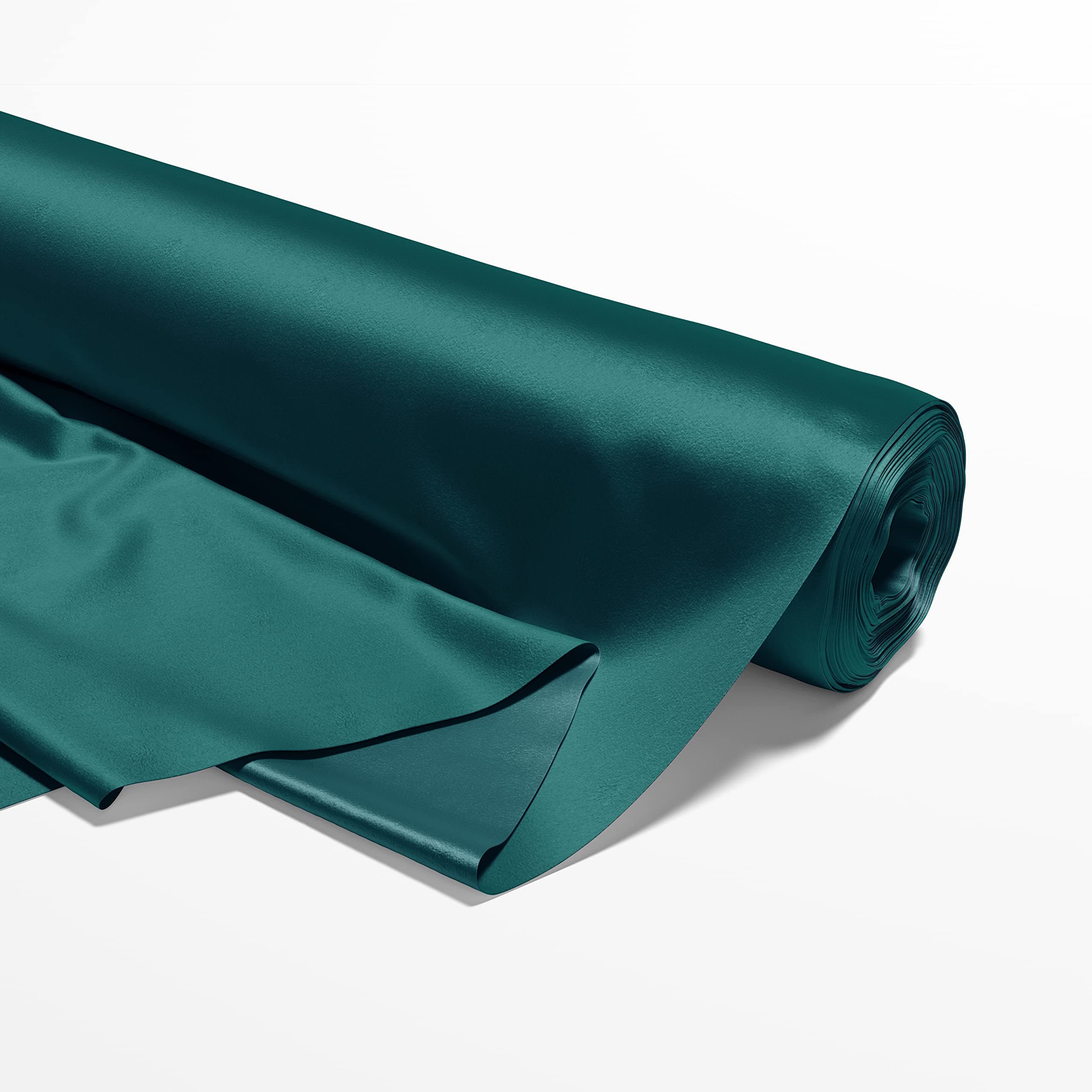 Encasa XO Solid Teal Green Silky Satin Fabric Material By Meter | 110 Cm Width, Silk & Shiny Fabrics | Fabric For Scrunchies, Dress, Pillowcases, Pajamas, Evening Dress, Diy | (1 Meter)
