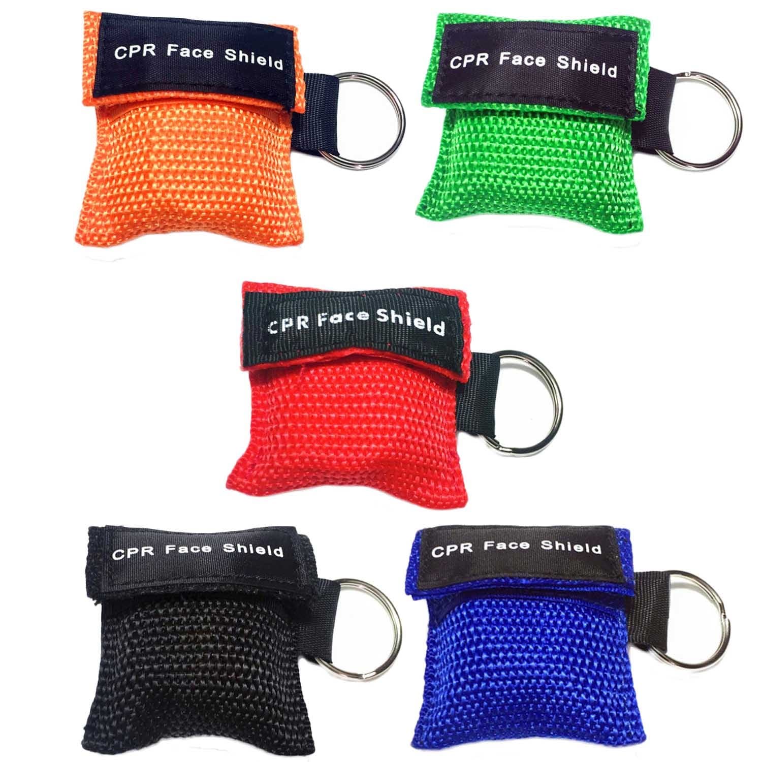 HDmirrorR Beetest Face Shield First Aid, 5 PCS CPR Face Shield Disposable CPR Mask Face Shield First Aid Mask with One-way Valve Key Ring for Adults And Children Easy To Carry Mixed Color